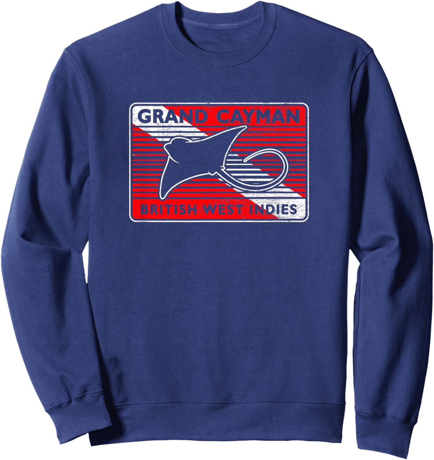 Retro Grand Cayman Islands Stingray City Scuba Diving Sweatshirt - Sweatshirt | Navy