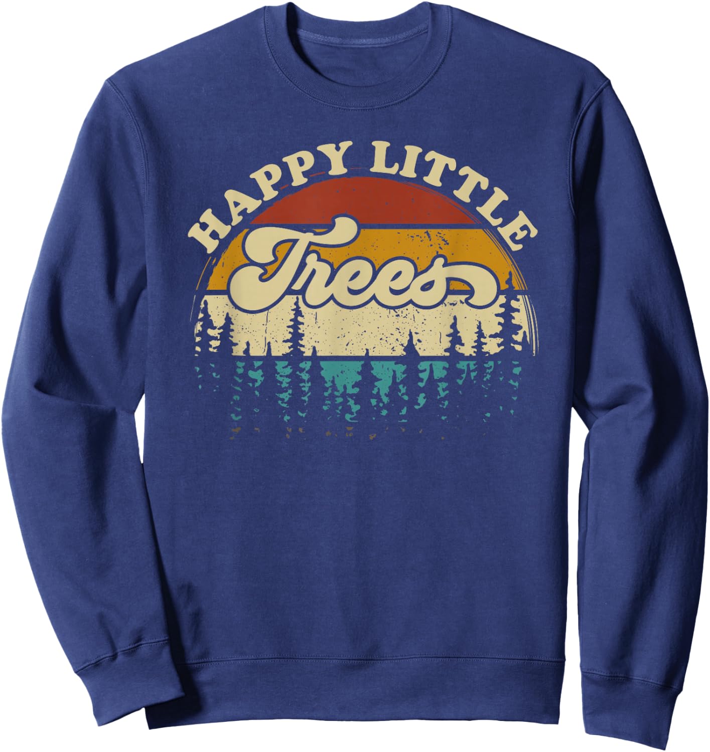Happy little trees retro Style Camping forest vintage Sweatshirt - Sweatshirt | Navy