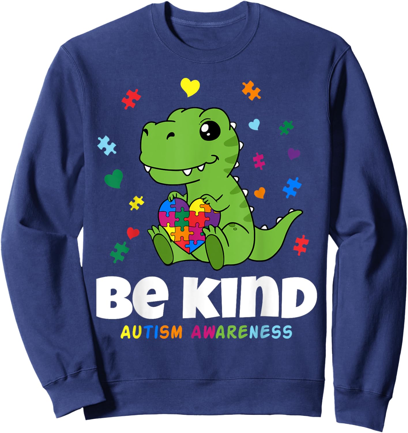 Be Kind Autism Awareness baby Dino Choose Kindness Sweatshirt - Sweatshirt | Navy