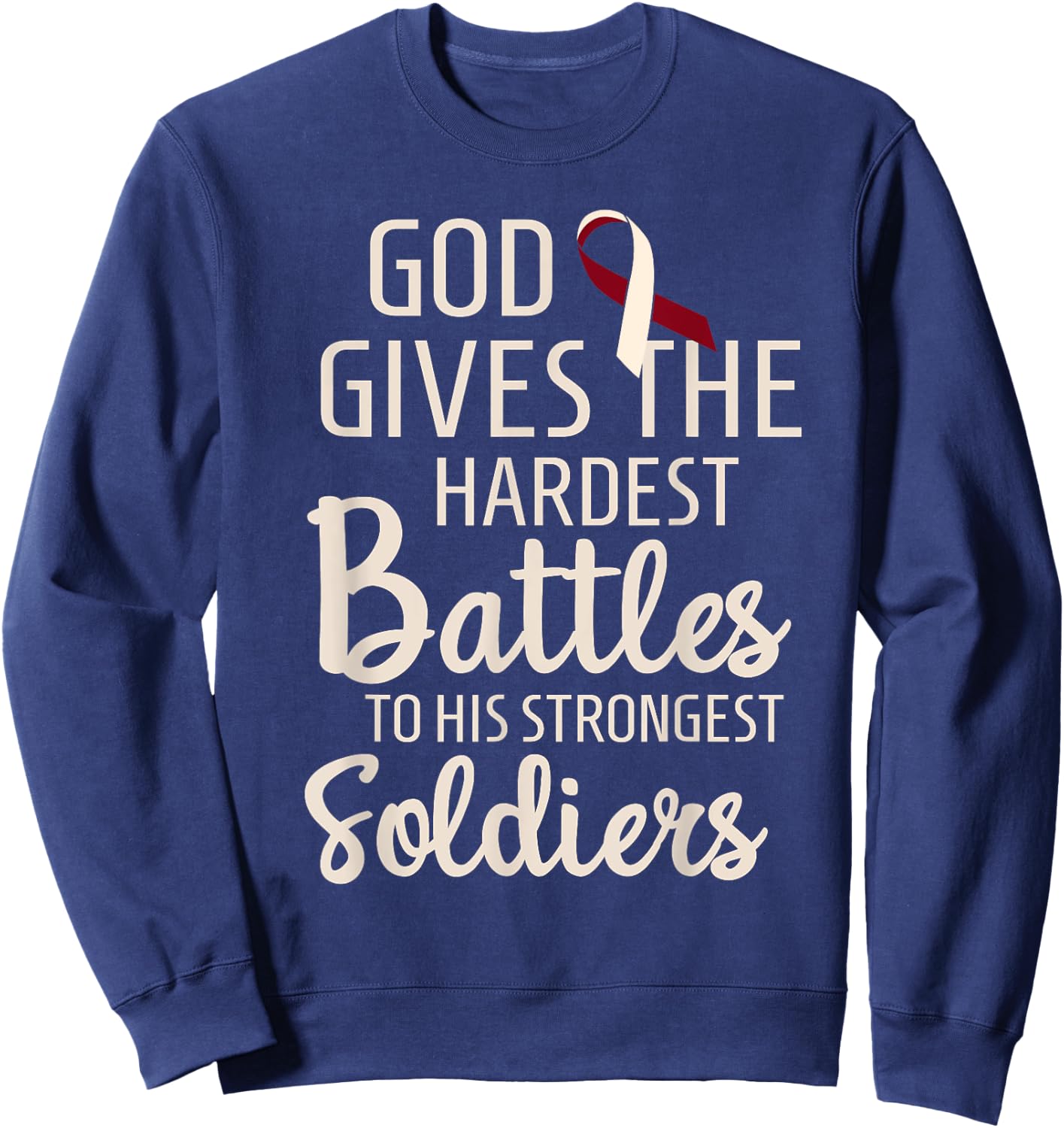 Head & Neck Cancer Fighter Survivor Motivational Burgundy Sweatshirt - Sweatshirt | Navy