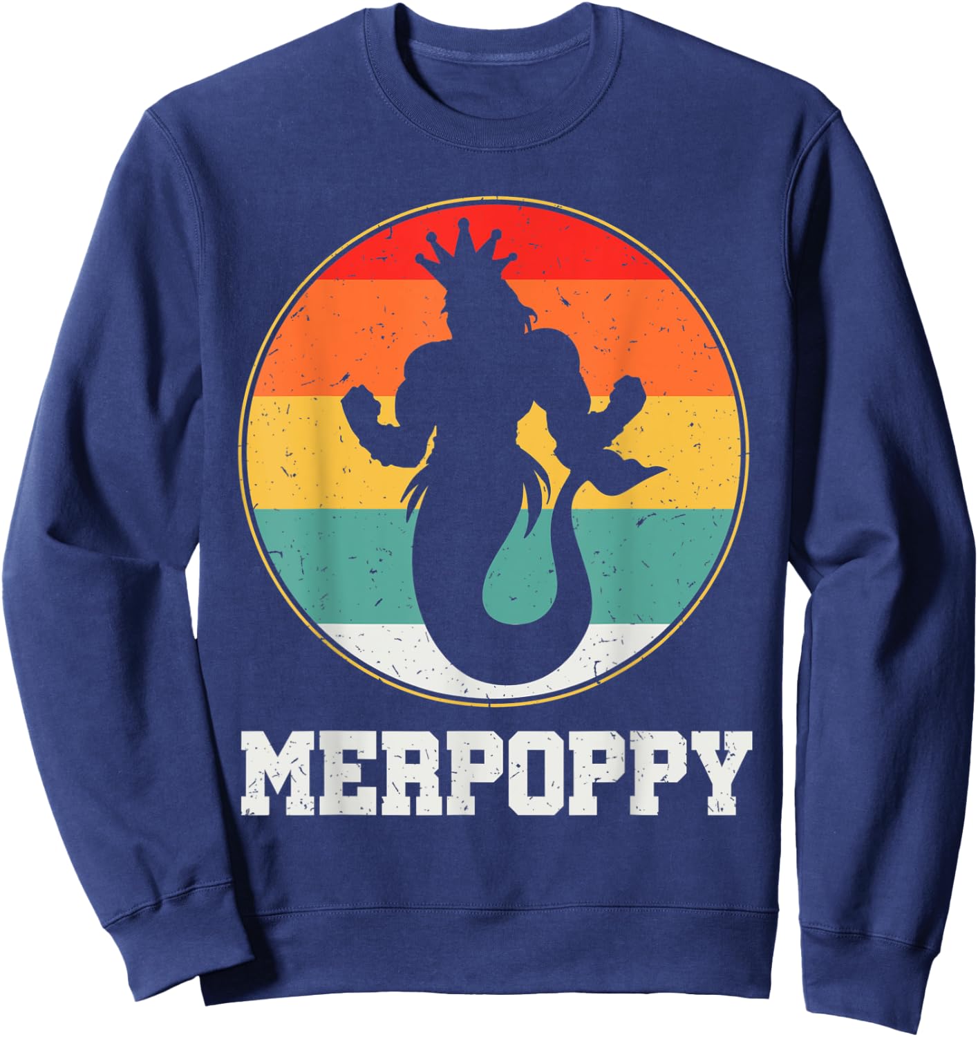 Merpoppy Security Merman Mermaid Grandpa Fish Grandfather Sweatshirt - Sweatshirt | Navy