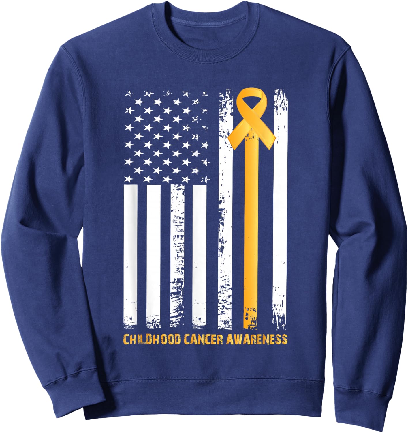 ribbon in a flag, Childhood cancer awareness Sweatshirt - Sweatshirt | Navy
