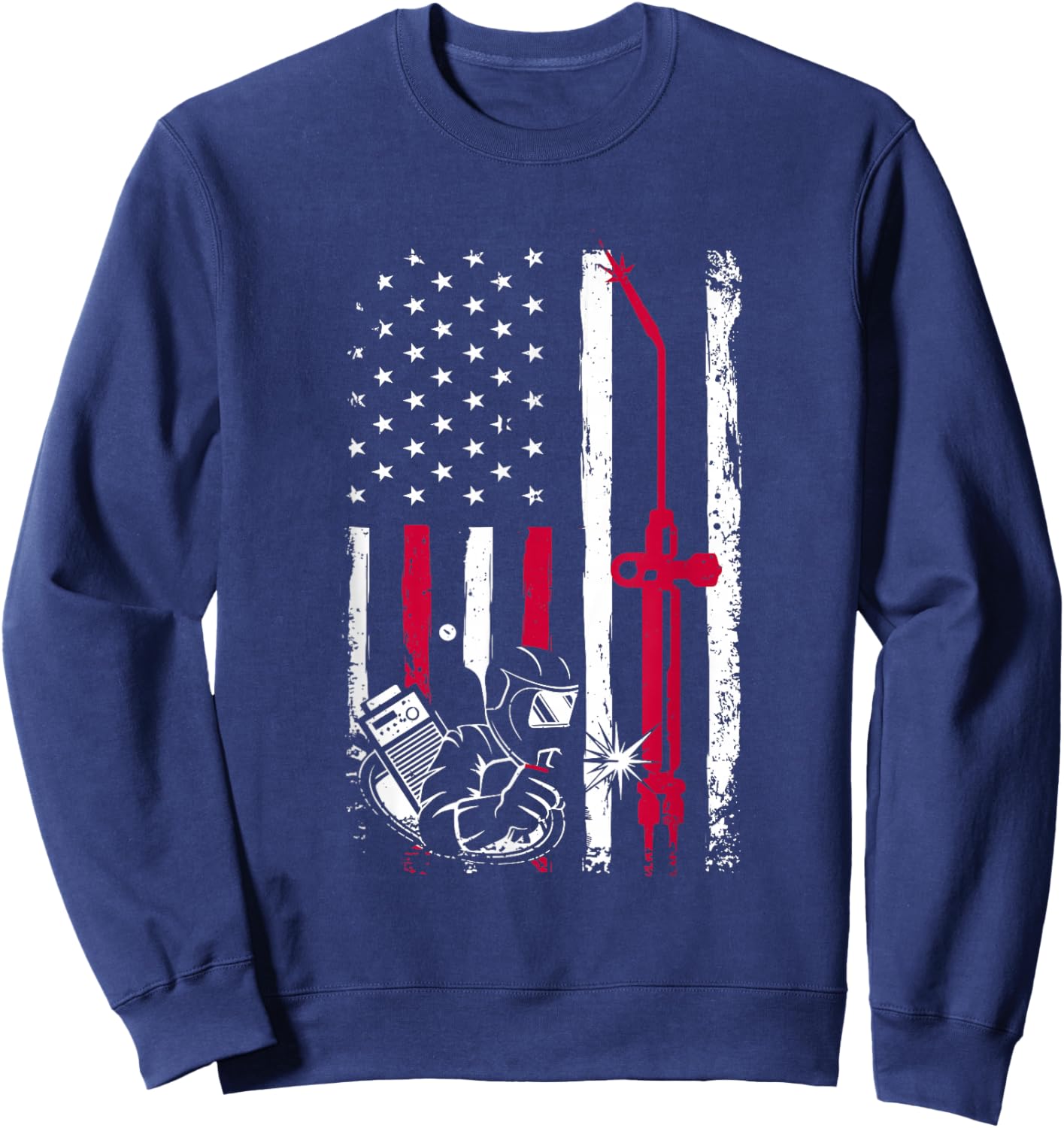 Patriot Welder Red Line American USA Flag Patriotic Welding Sweatshirt - Sweatshirt | Navy