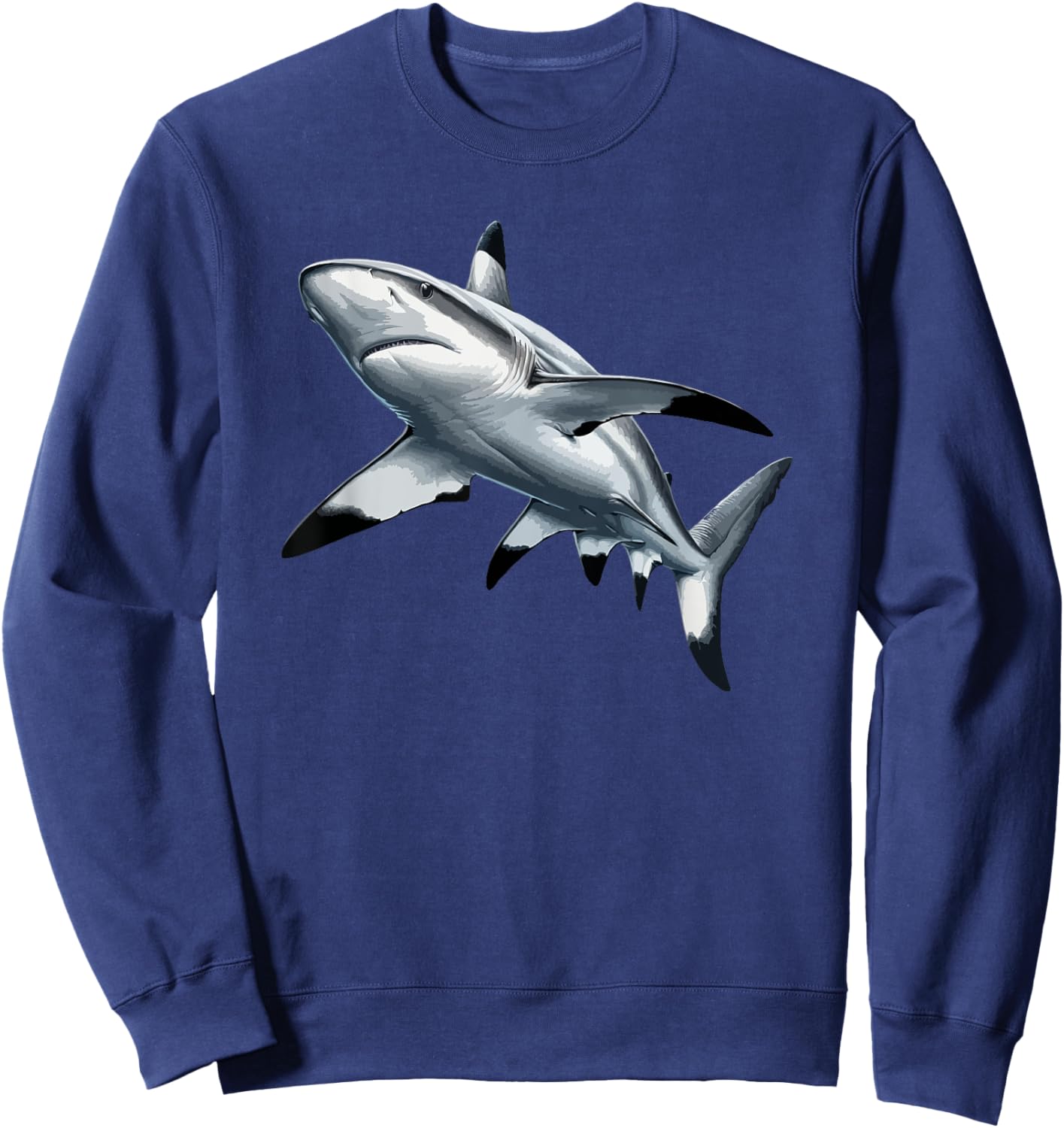 Shark Graphic Shark Lover Vintage Black Tip Reef Shark Sweatshirt - Sweatshirt | Navy