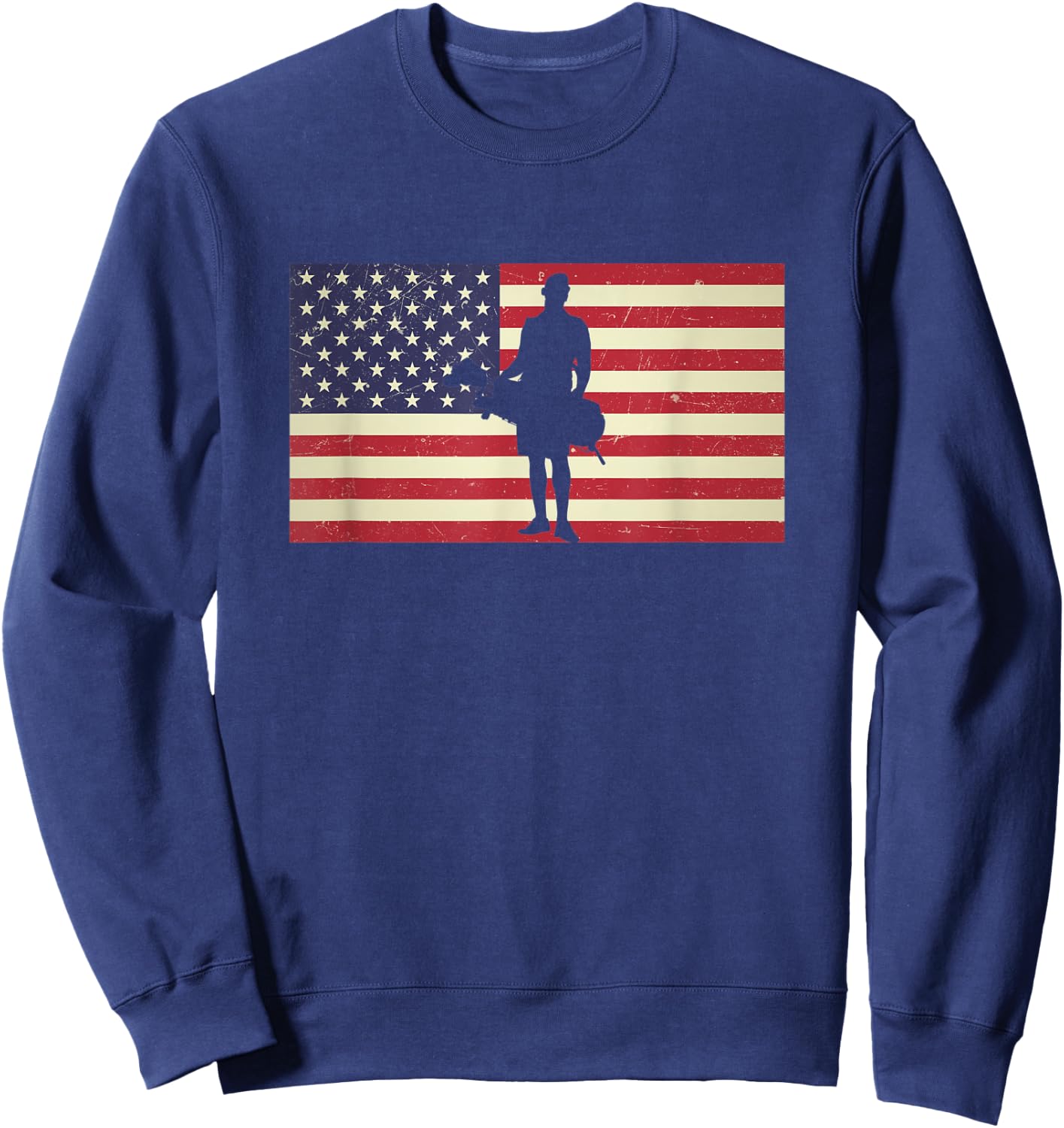 Distressed USA American Flag Golf Caddie Caddy Patriotic Women Men Sweatshirt - Sweatshirt | Navy
