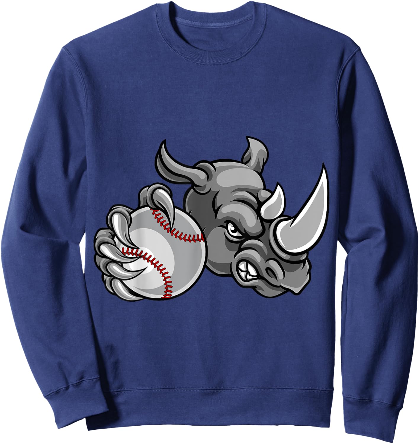 Rhino Baseball Ball Sports Mascot Sweatshirt - Sweatshirt | Navy