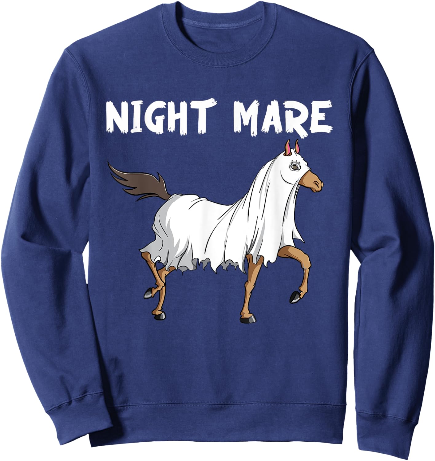 Horse Ghost Night Mare | Equestrian Horse Lover Halloween Sweatshirt - Sweatshirt | Navy