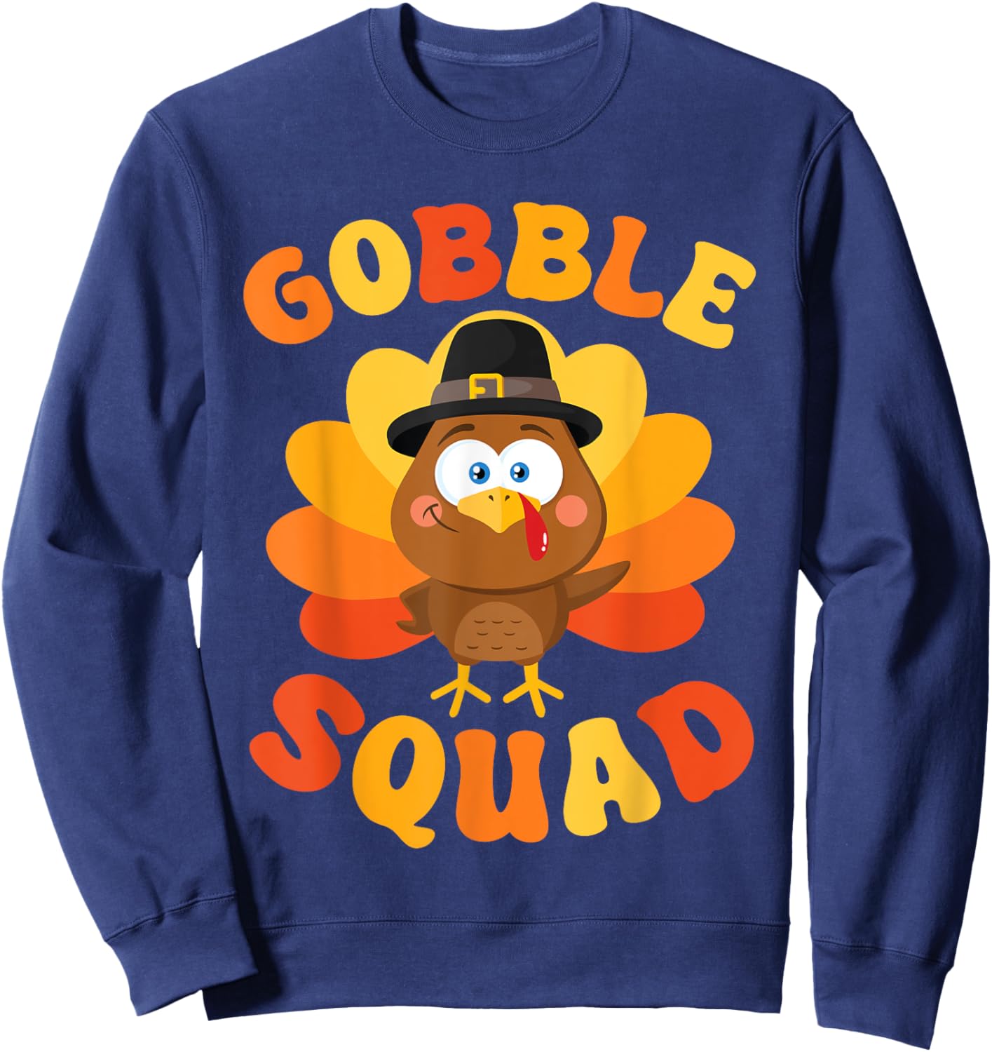 Gobble Squad Cute Turkey Thanksgiving Sweatshirt - Sweatshirt | Navy