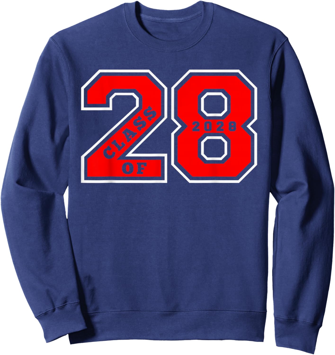 Class of 2028 - Red Letterman Style Class of 28 Swag Gift 1 Sweatshirt - Sweatshirt | Navy