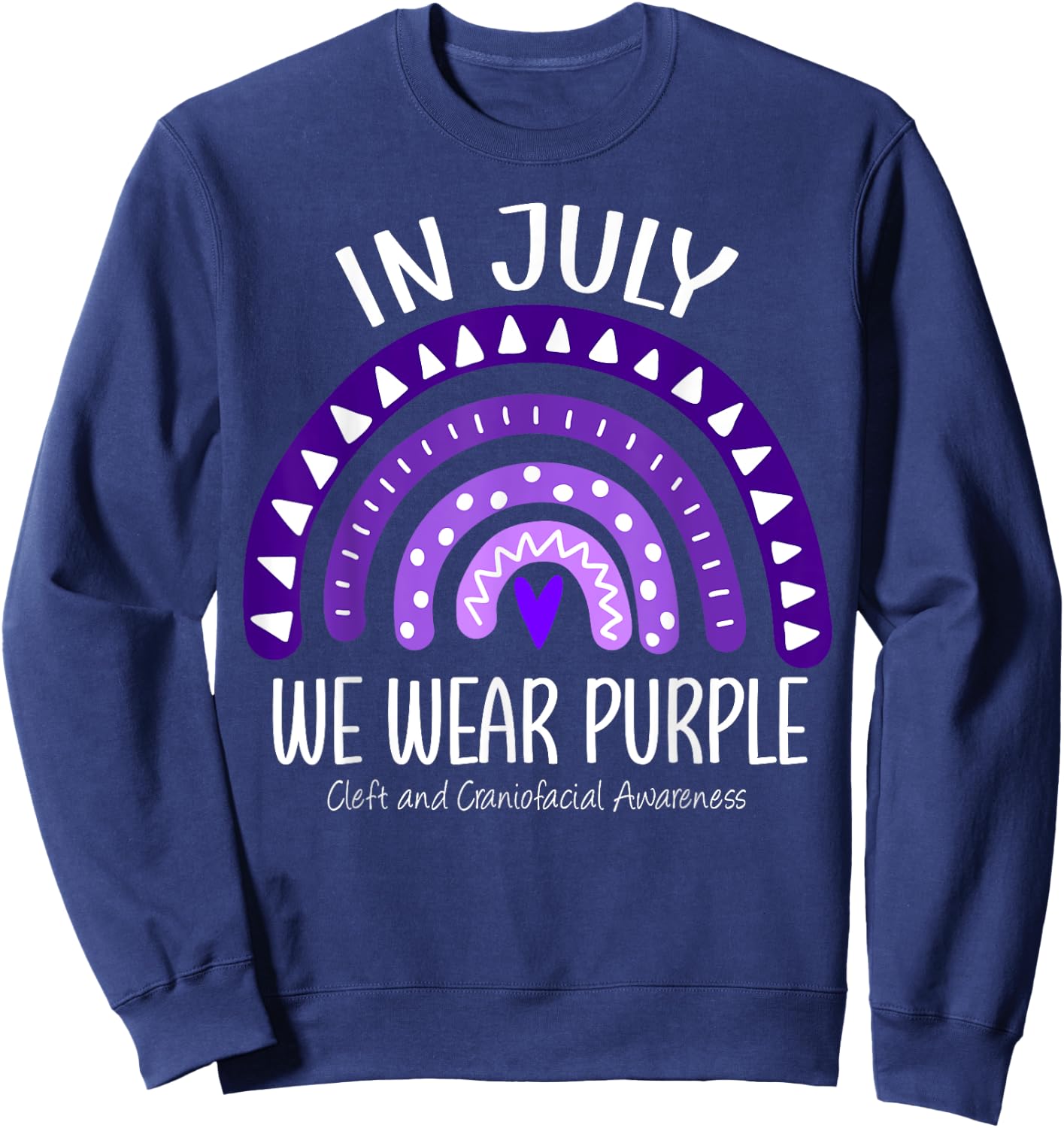 Rainbow July We Wear Purple Cleft and Craniofacial Awareness Sweatshirt - Sweatshirt | Navy