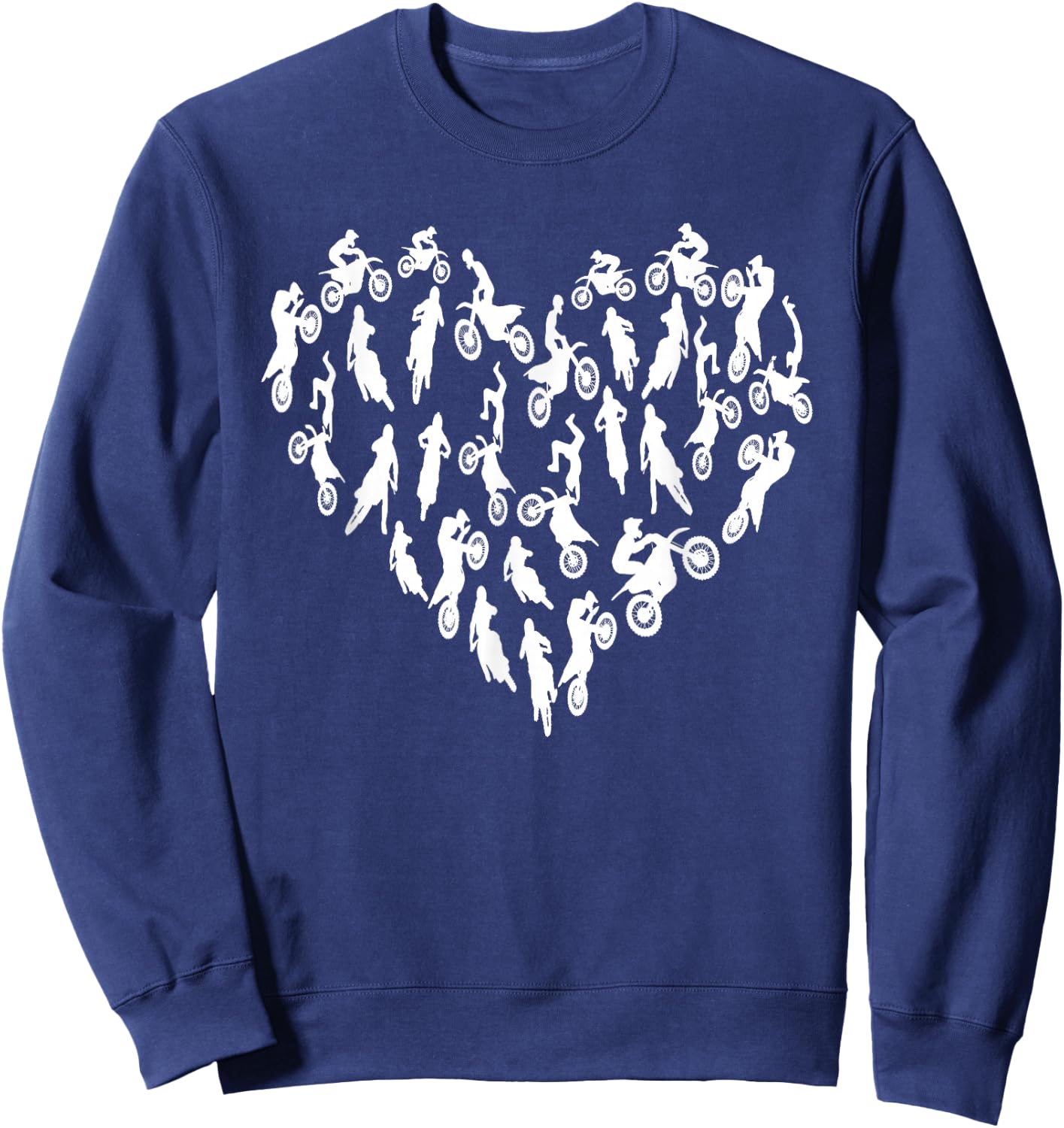 Motocross Heart - Valentines Day Hearts Dirt Bike Motocross Sweatshirt - Sweatshirt | Navy