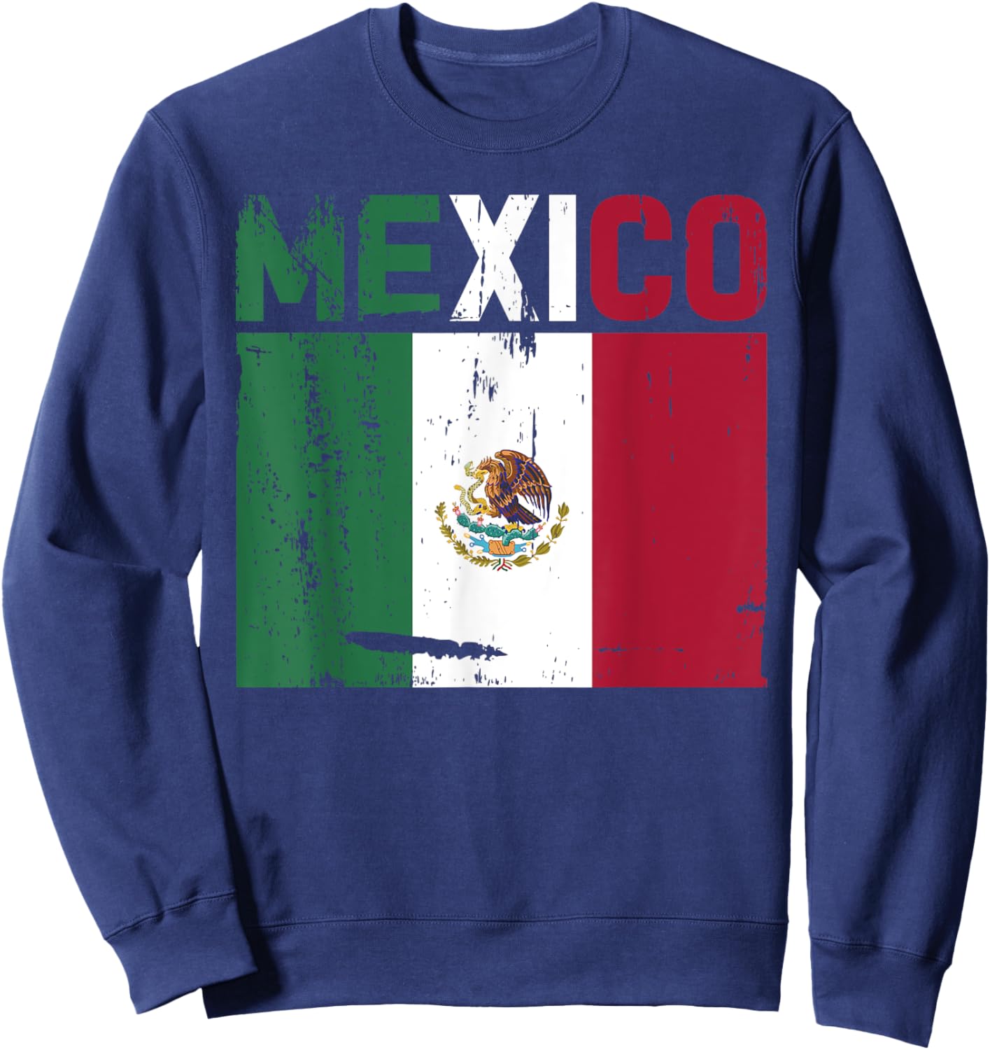 Mexico Vintage Mexican Flag Pride Hat Jersey Sweatshirt - Sweatshirt | Navy