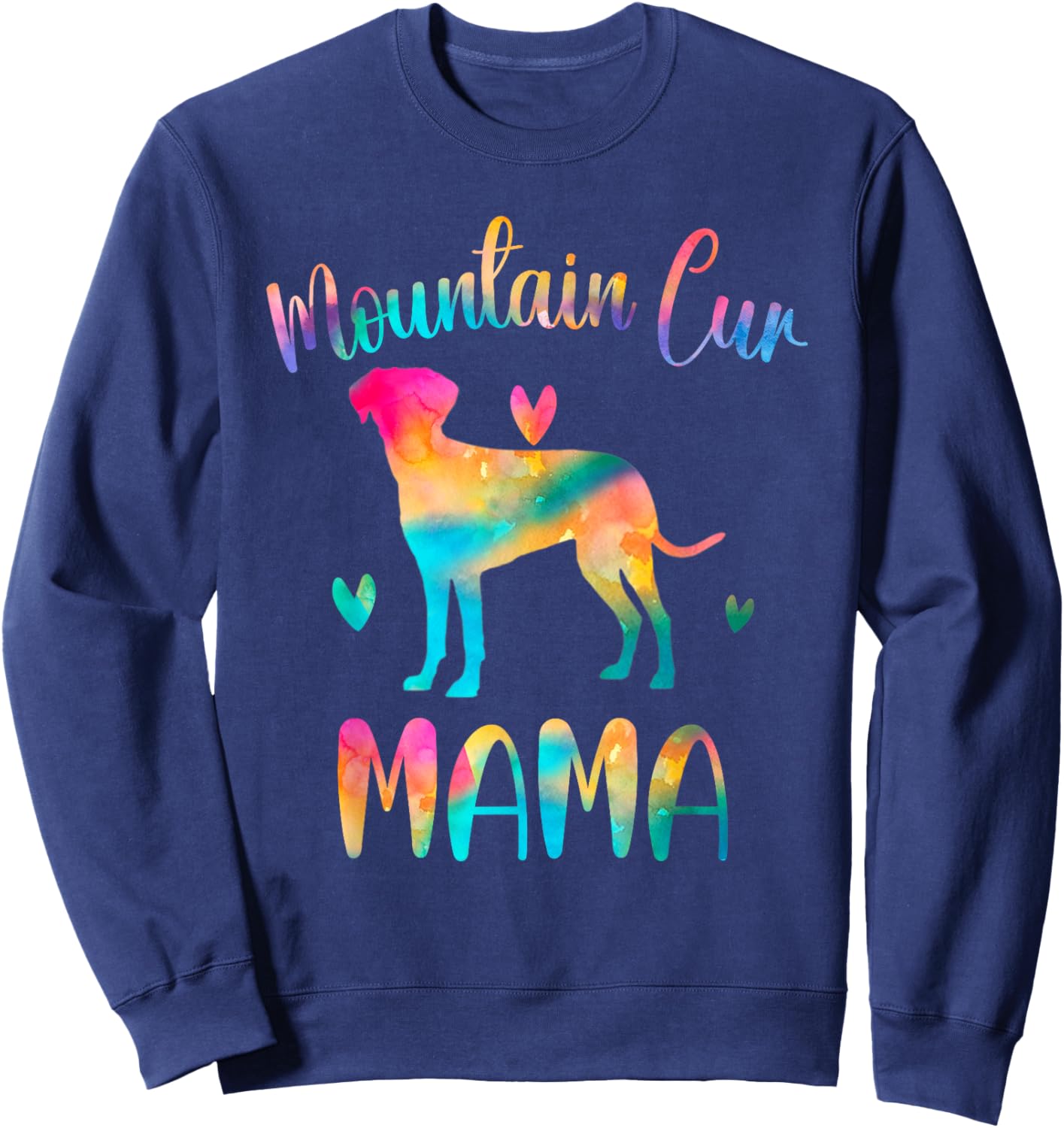Mountain Cur Mama Colorful Mountain Cur Cute Gifts Dog Mom Sweatshirt - Sweatshirt | Navy