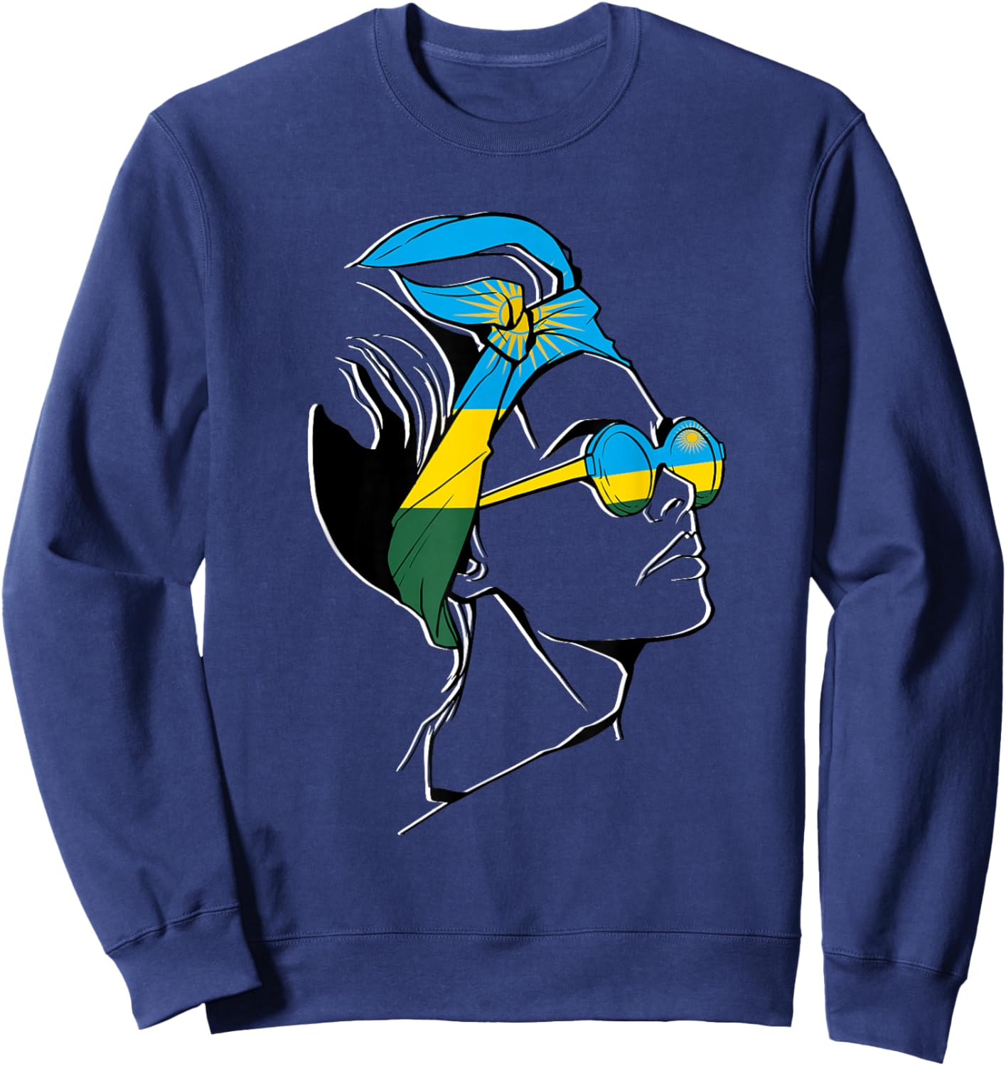 Rwanda Flag Woman Headscarf Rwandan Pride Rwandan Roots Sweatshirt - Sweatshirt | Navy