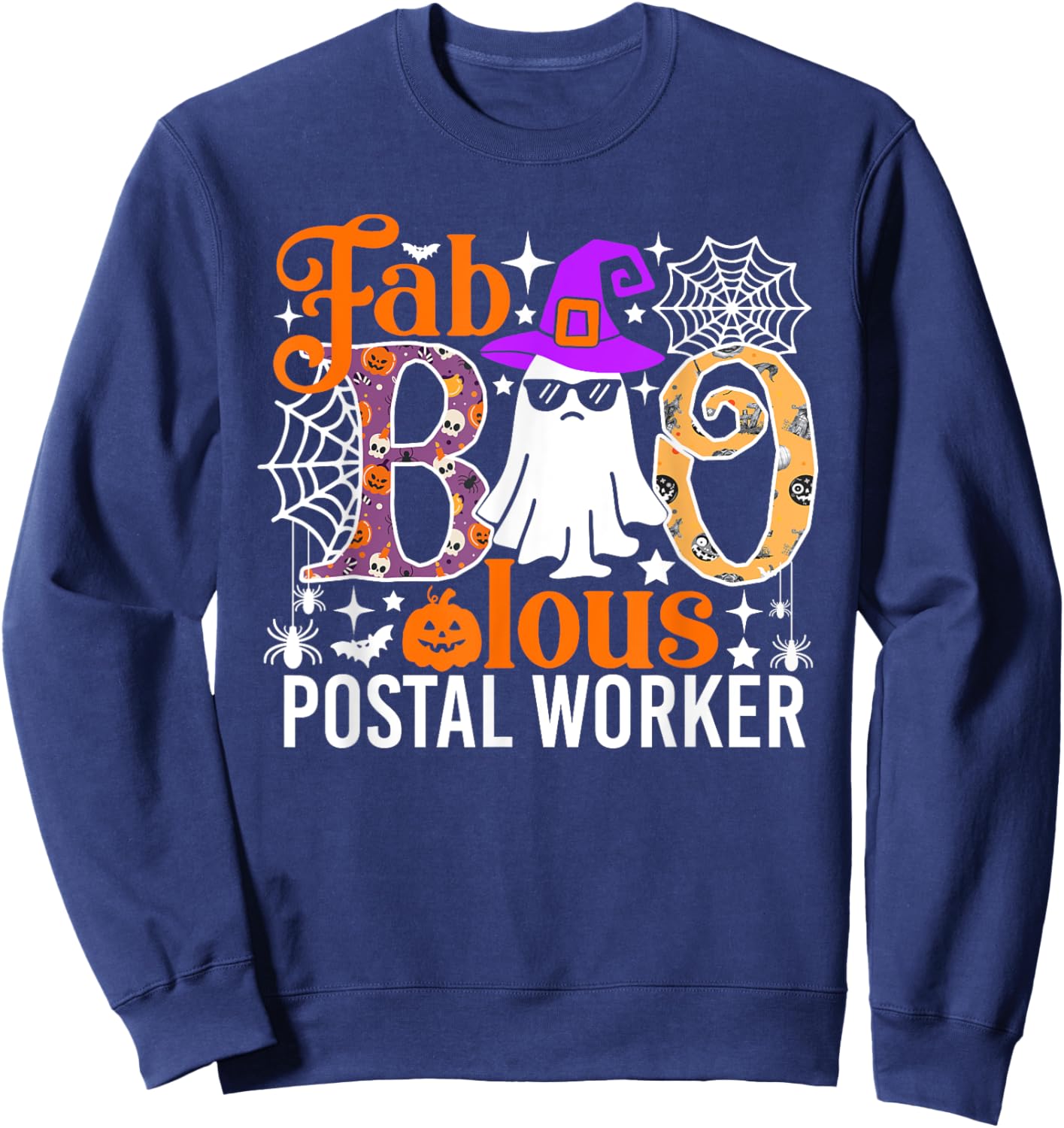 Fab Boo Lous Postal Worker Funny Halloween Costume Sweatshirt - Sweatshirt | Navy