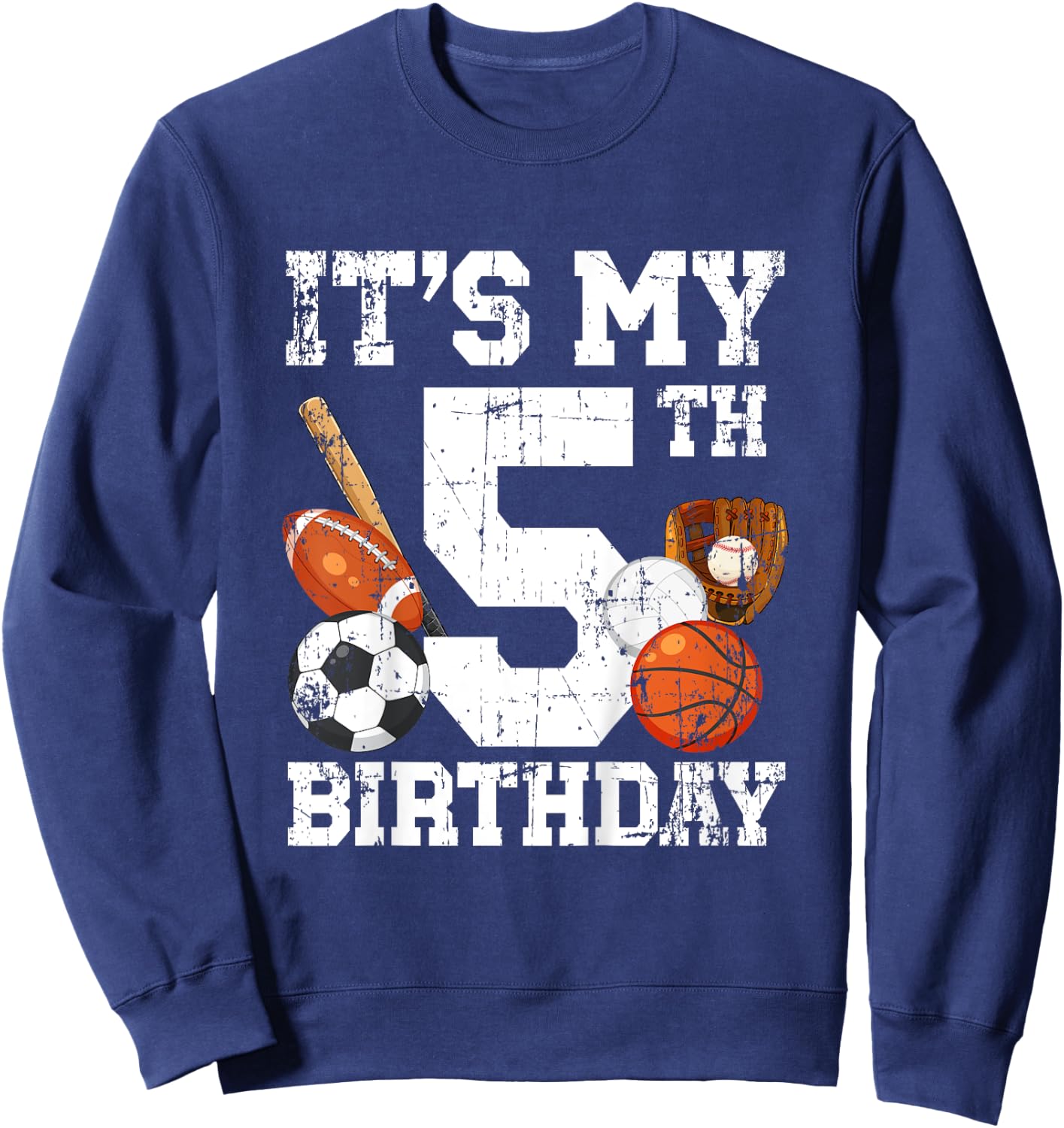 Kids 5th Birthday Sports Birthday Party Five Year Old Boy Bday Sweatshirt - Sweatshirt | Navy