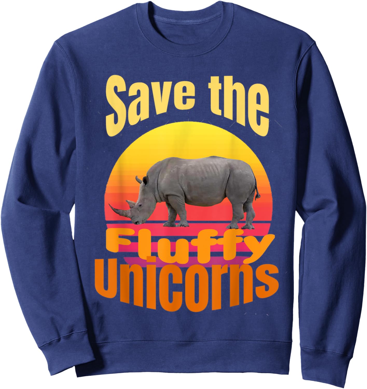 Funny retro sunset save the fluffy unicorns Sweatshirt - Sweatshirt | Navy