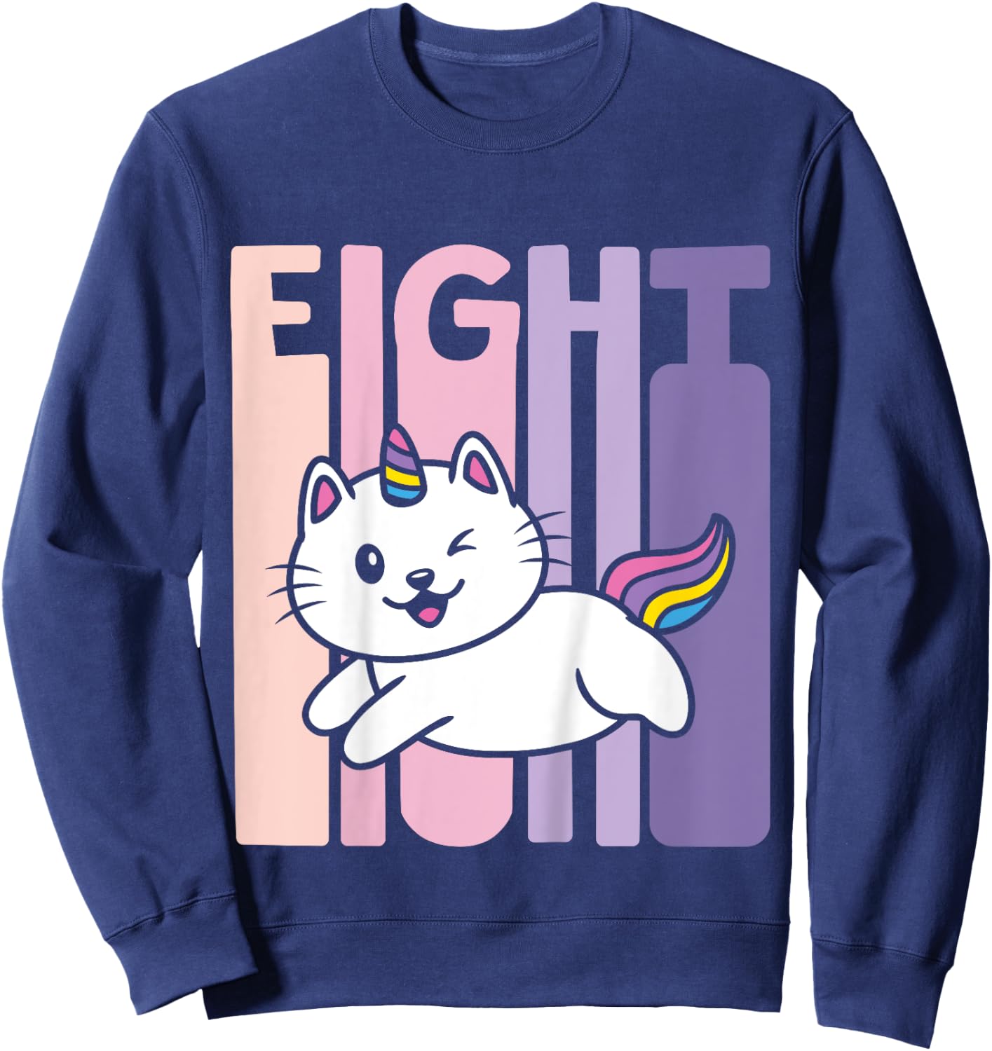 8 Year Old Cute Caticorn Cat Unicorn Birthday Girl B-day Sweatshirt - Sweatshirt | Navy