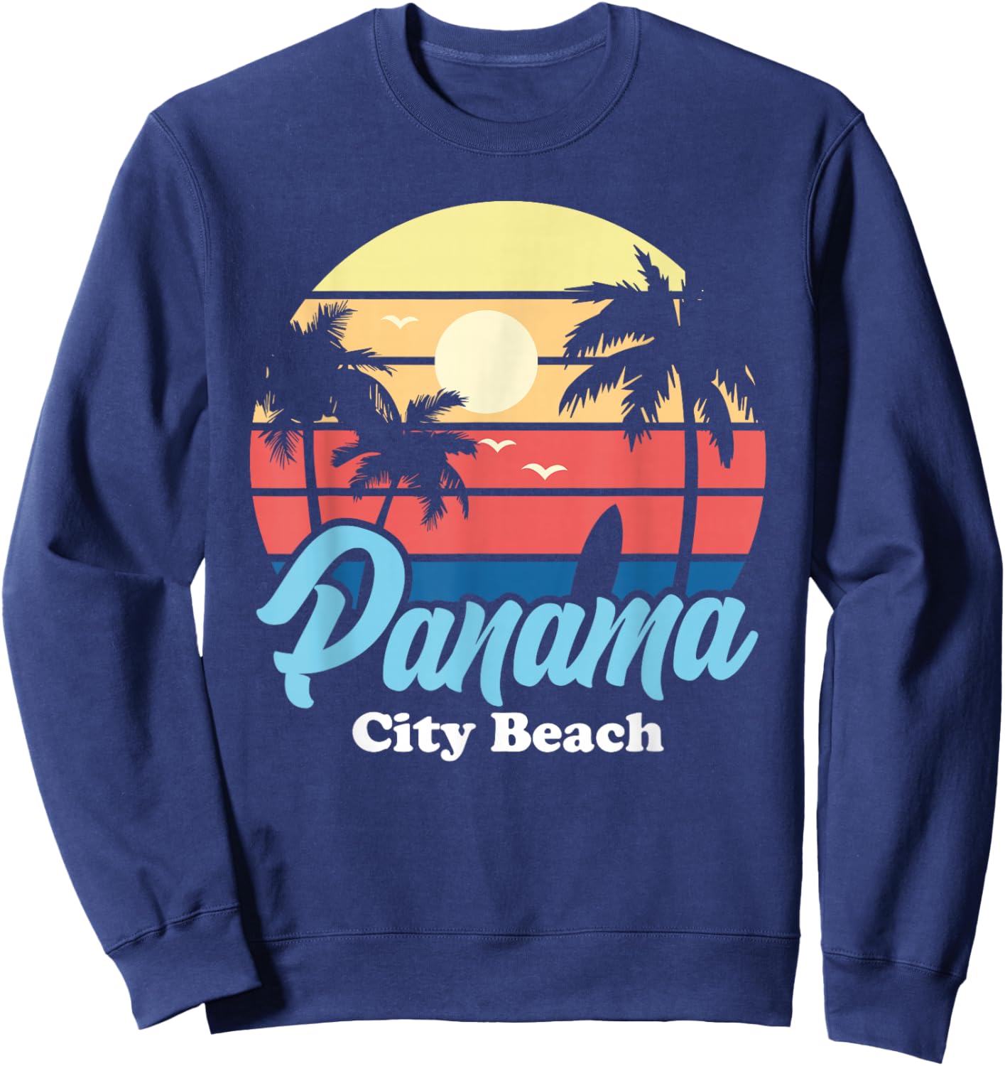 Panama City Beach Surfer Surfing Souvenir Retro Sweatshirt - Sweatshirt | Navy