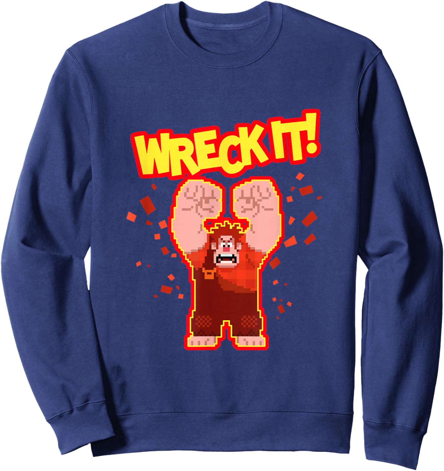 Disney Wreck-It Ralph Wreck It! Angry Pixelated Ralph Shot Sweatshirt - Sweatshirt | Navy