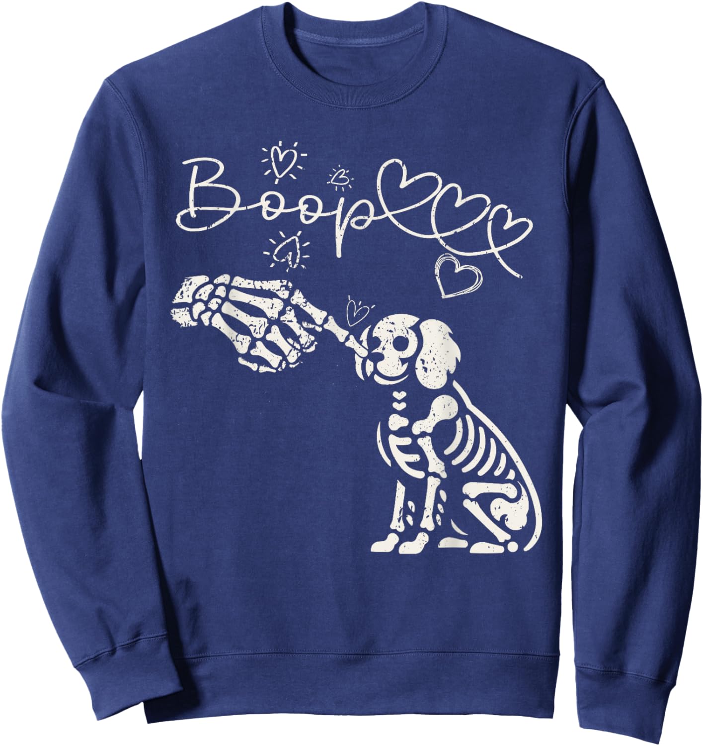 Spooky Skeleton Hand Touch Nose Cavalier King Charles Boop Sweatshirt - Sweatshirt | Navy