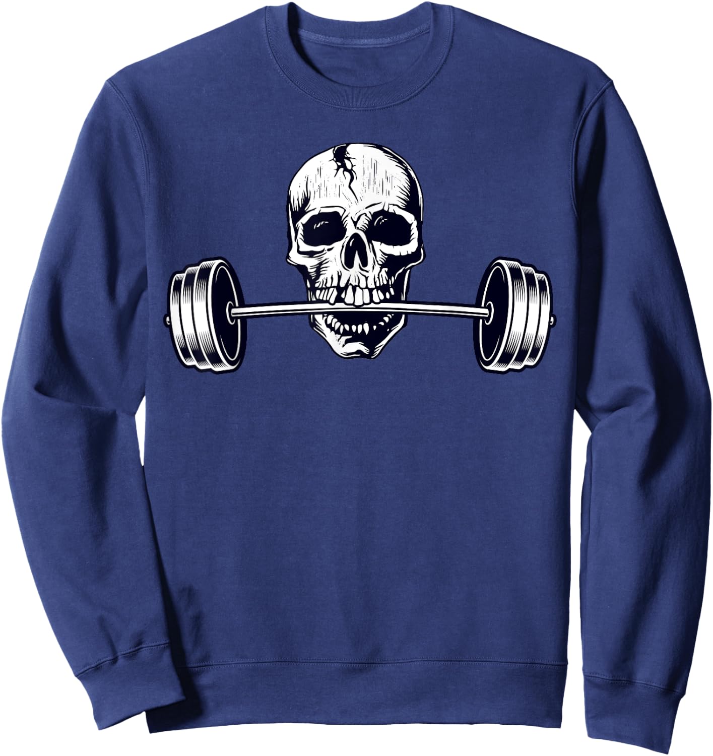 Weightlifting Shirt, Powerlifting Heavy Barbell Skull Sweatshirt - Sweatshirt | Navy