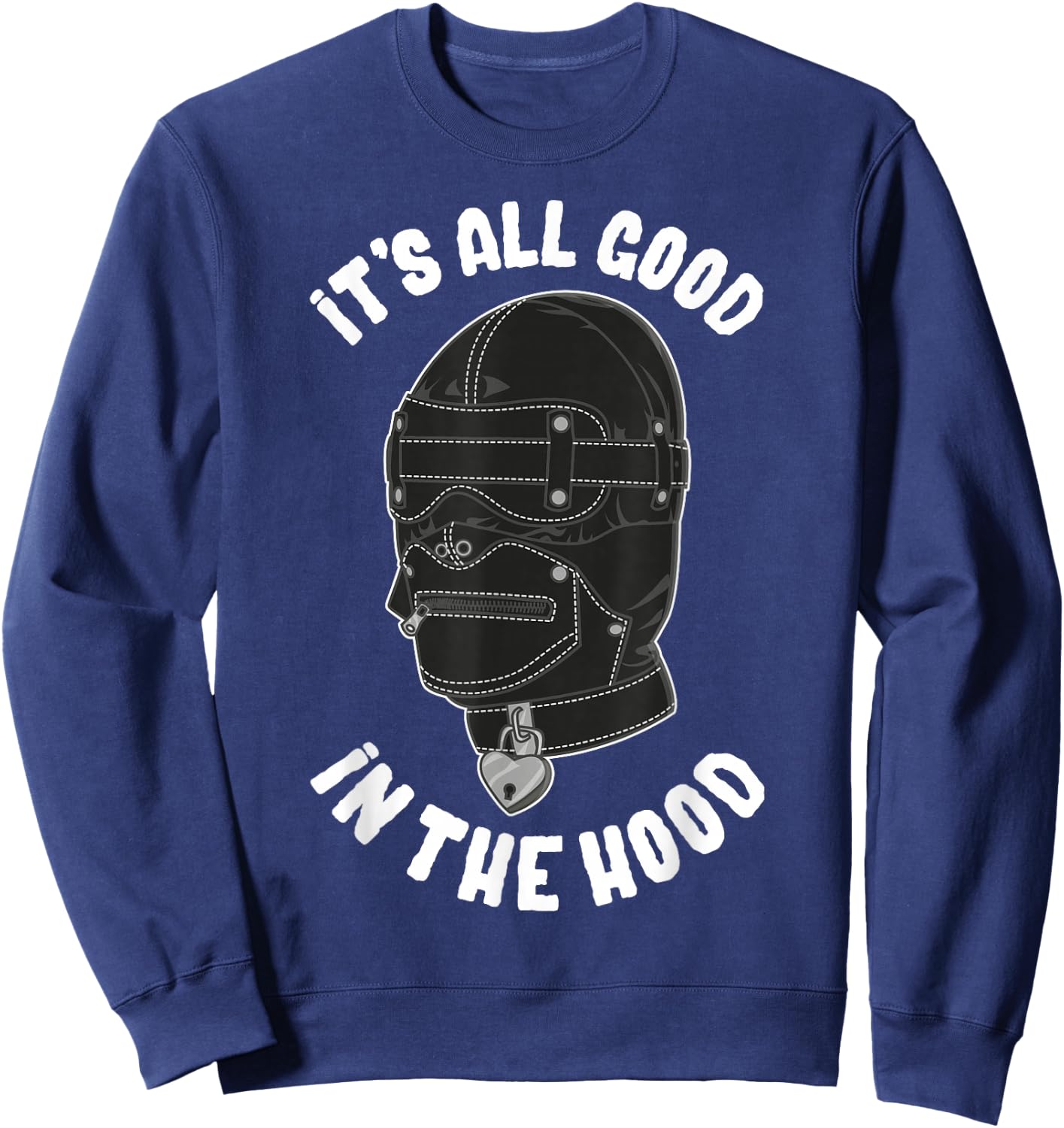 Black Bondage Hood Dungeon Graphic Art - BDSM Lifestyle Art Sweatshirt - Sweatshirt | Navy