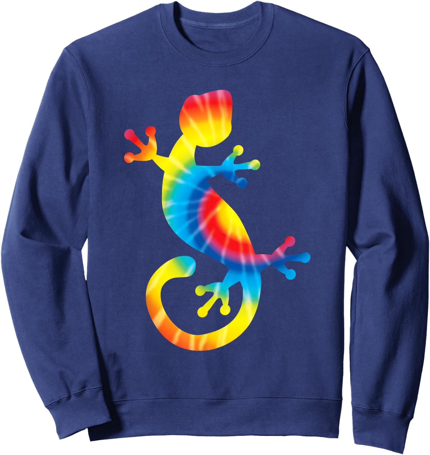 Tie Dye Gecko Rainbow Print Lizard Pet Hippie Peace Gift Sweatshirt - Sweatshirt | Navy