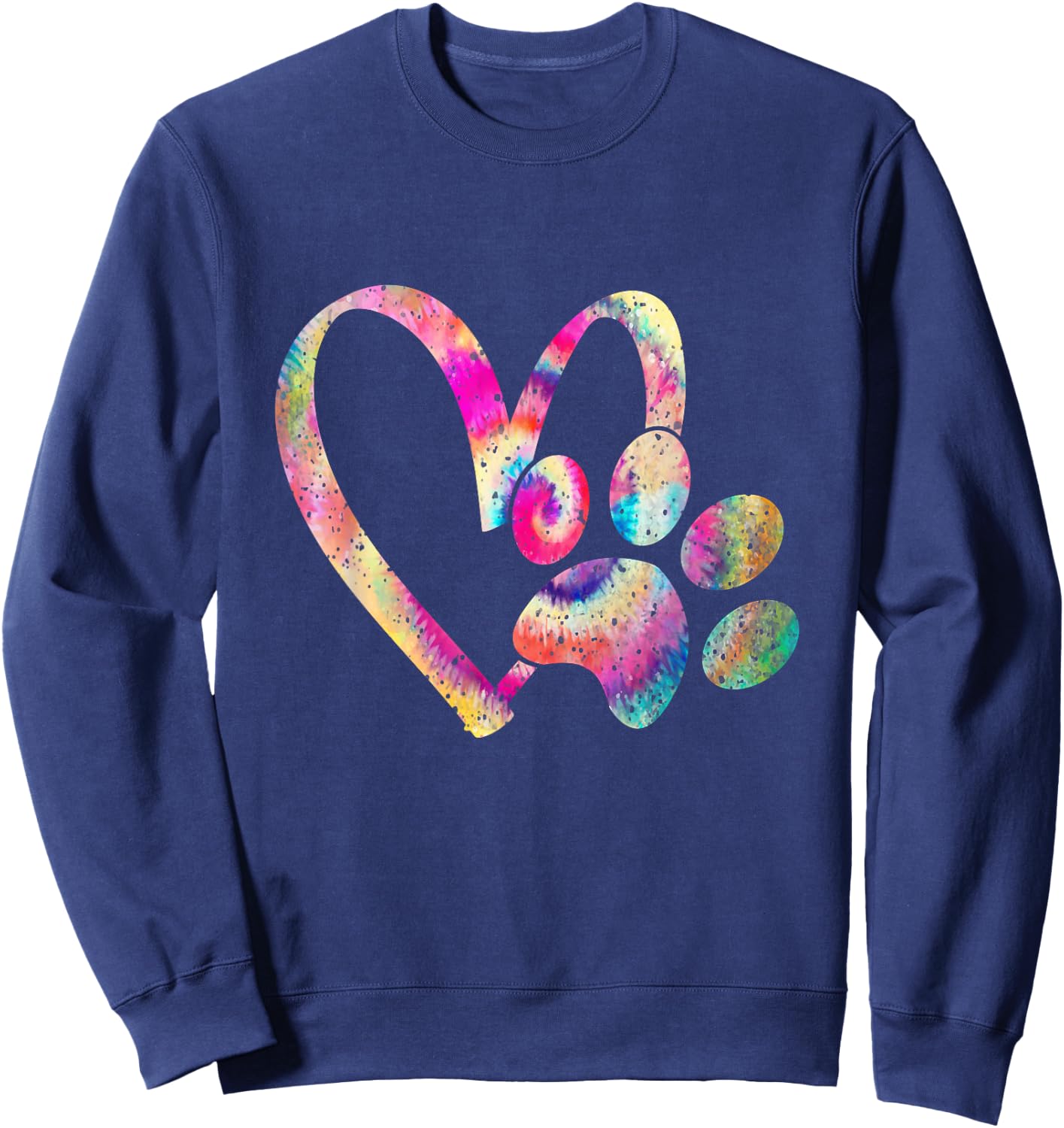 Tie Dye Love Dog Paw Print Animal Paw Dog Lover Men Women Kids Sweatshirt - Sweatshirt | Navy