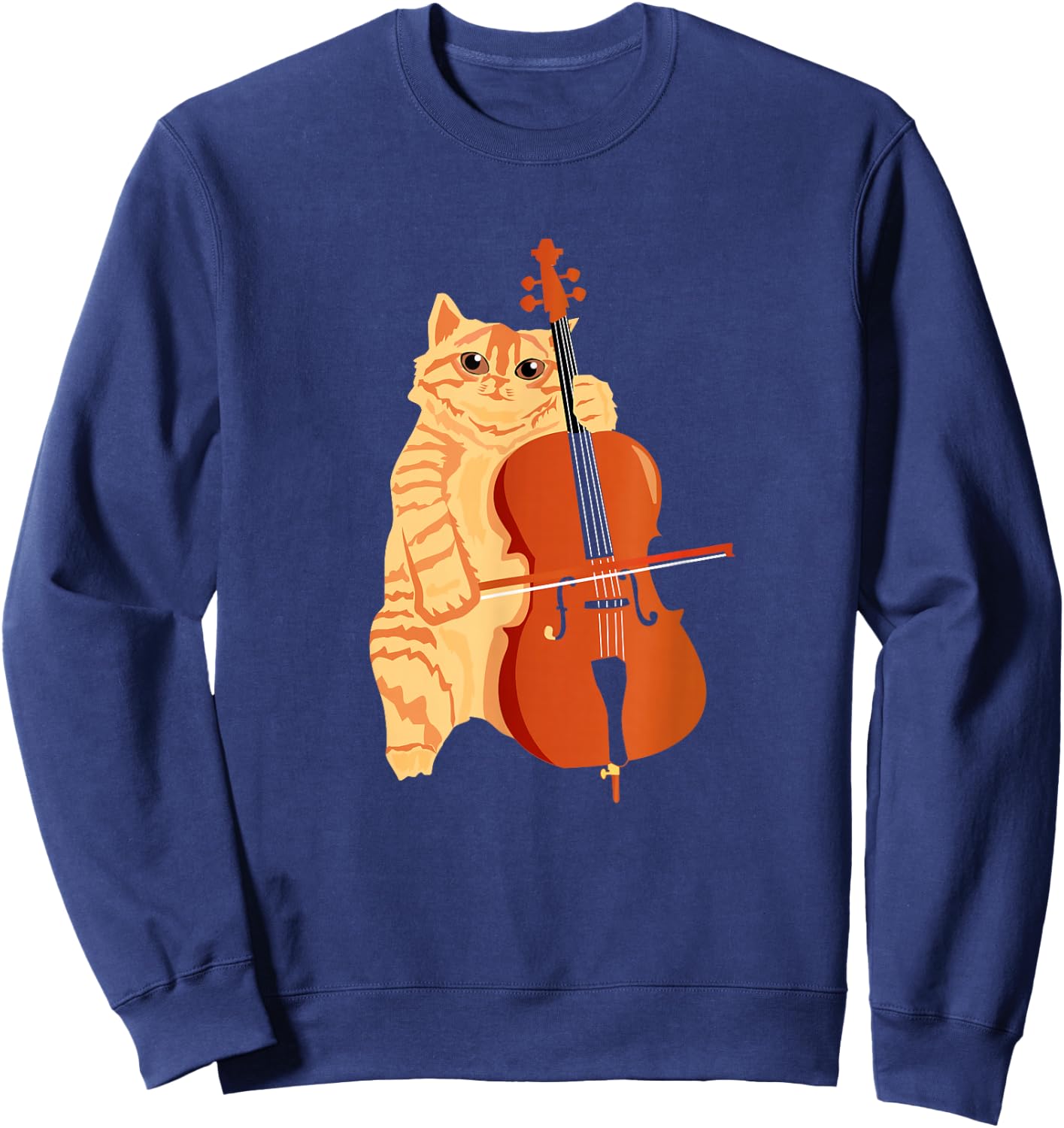 Cello Cat Kitten Bow Instrument Player Shirt Cellist Gift Sweatshirt - Sweatshirt | Navy