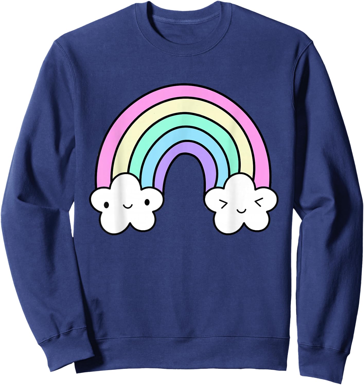 Kawaii Rainbow Clothes Pastel Aesthetic Cute Harajuku Sweatshirt - Sweatshirt | Navy
