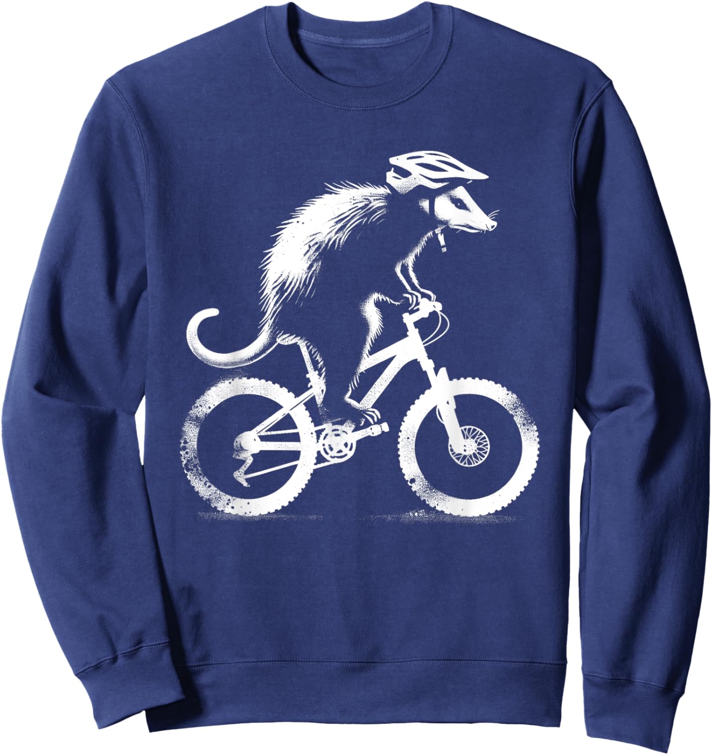 Opossum On Bicycle - Funny Graphic Biking Possum Lover Sweatshirt - Sweatshirt | Navy