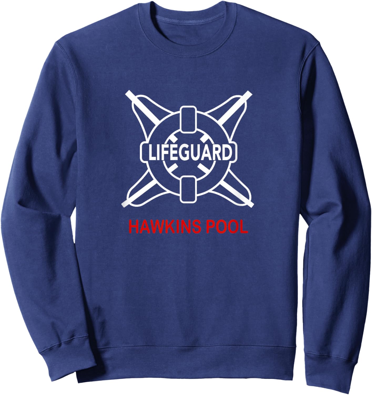 Stranger Things Lifeguard Hawkins Pool Vintage Classic Logo Sweatshirt - Sweatshirt | Navy