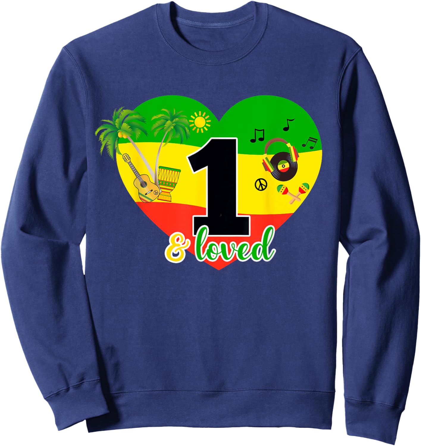 1st Birthday Jamaica King Party Theme Outfit One Year Old Sweatshirt - Sweatshirt | Navy
