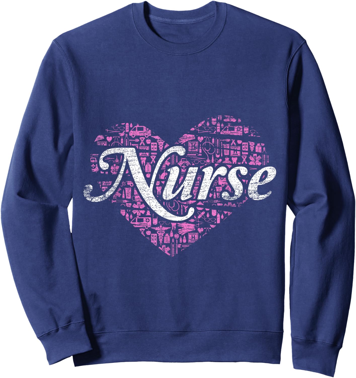 Nurse Heart Love Nursing Sweatshirt - Sweatshirt | Navy