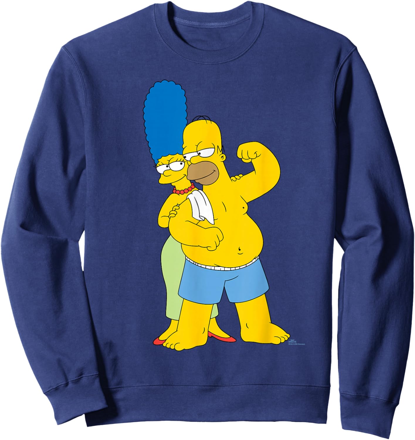 The Simpsons Marge and Flexing Homer Valentine’s Day Couple Sweatshirt - Sweatshirt | Navy