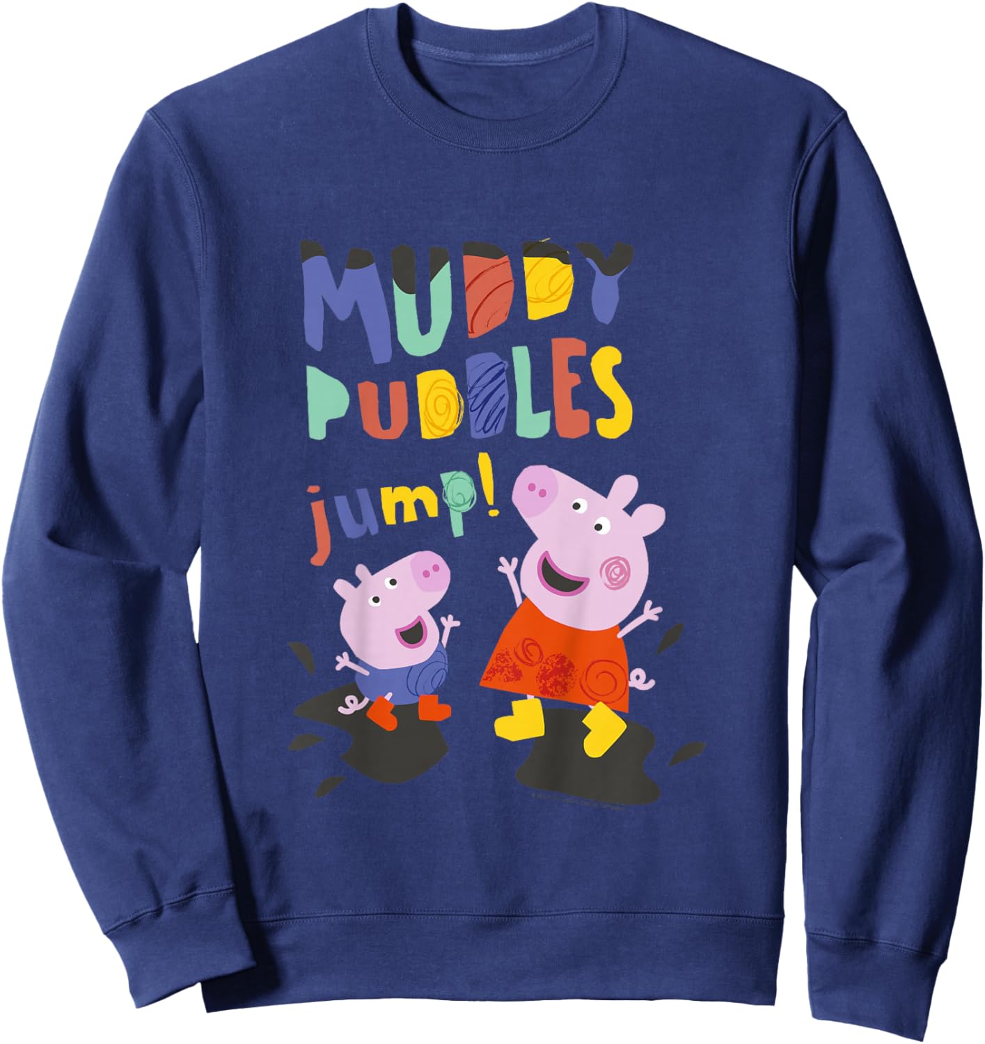 Peppa Pig Muddy Puddles Jump! Peppa & George Having Fun Sweatshirt - Sweatshirt | Navy