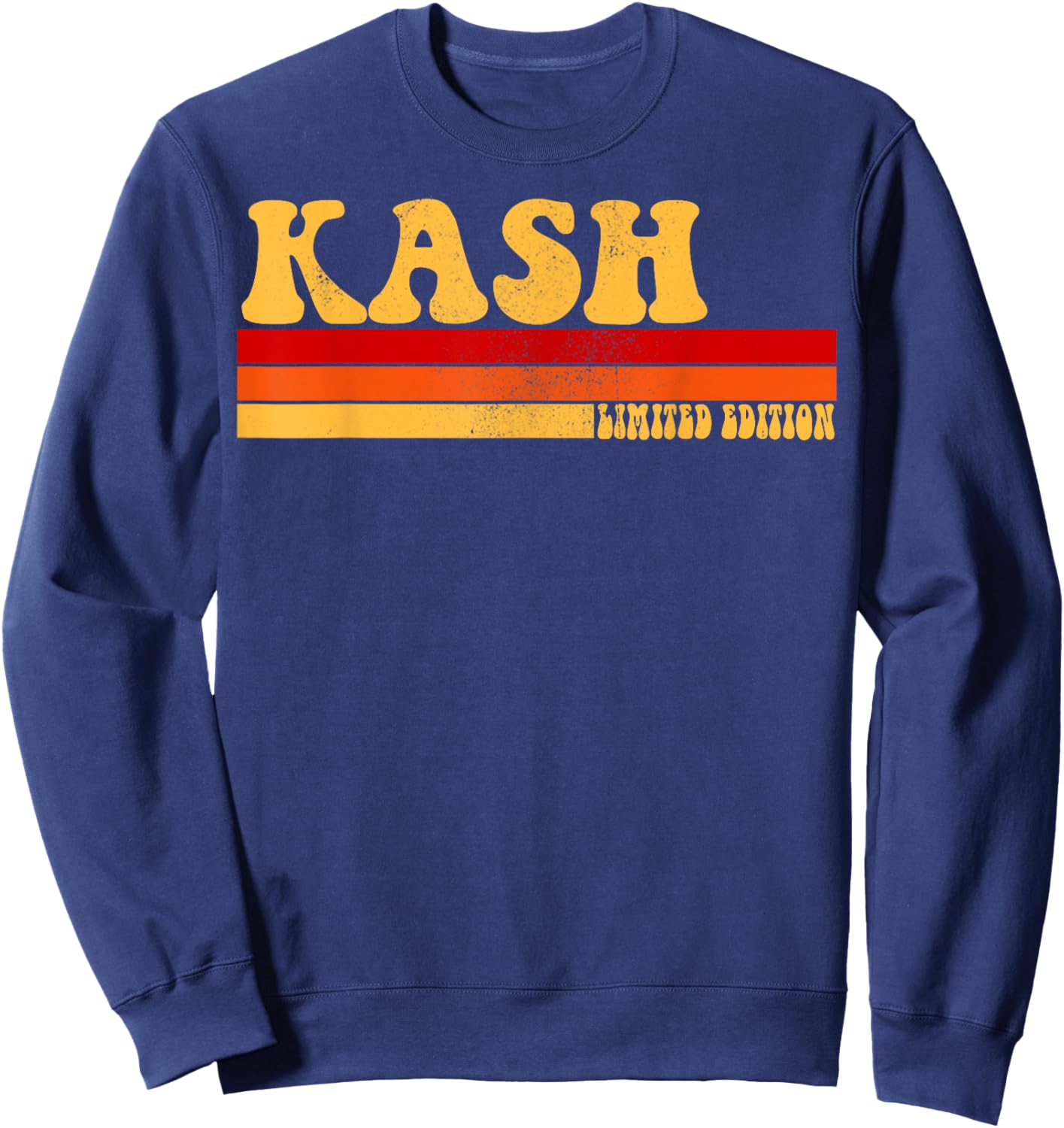 AmaStyle Co. KASH Name Personalized Idea Men Retro Vintage KASH , Small, Black Sweatshirt - Sweatshirt | Navy