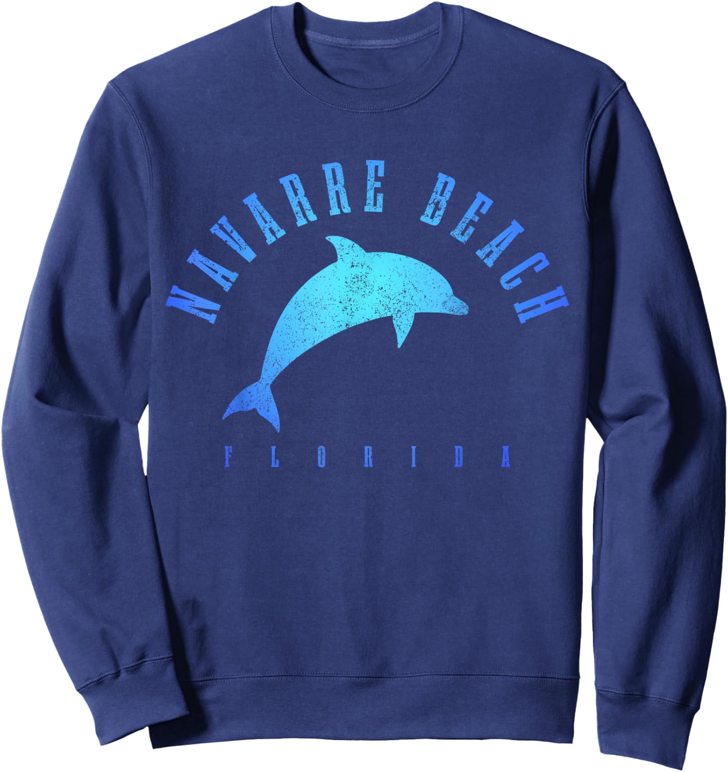 Navarre Beach Florida FL Vintage Dolphin Vacation Sweatshirt - Sweatshirt | Navy