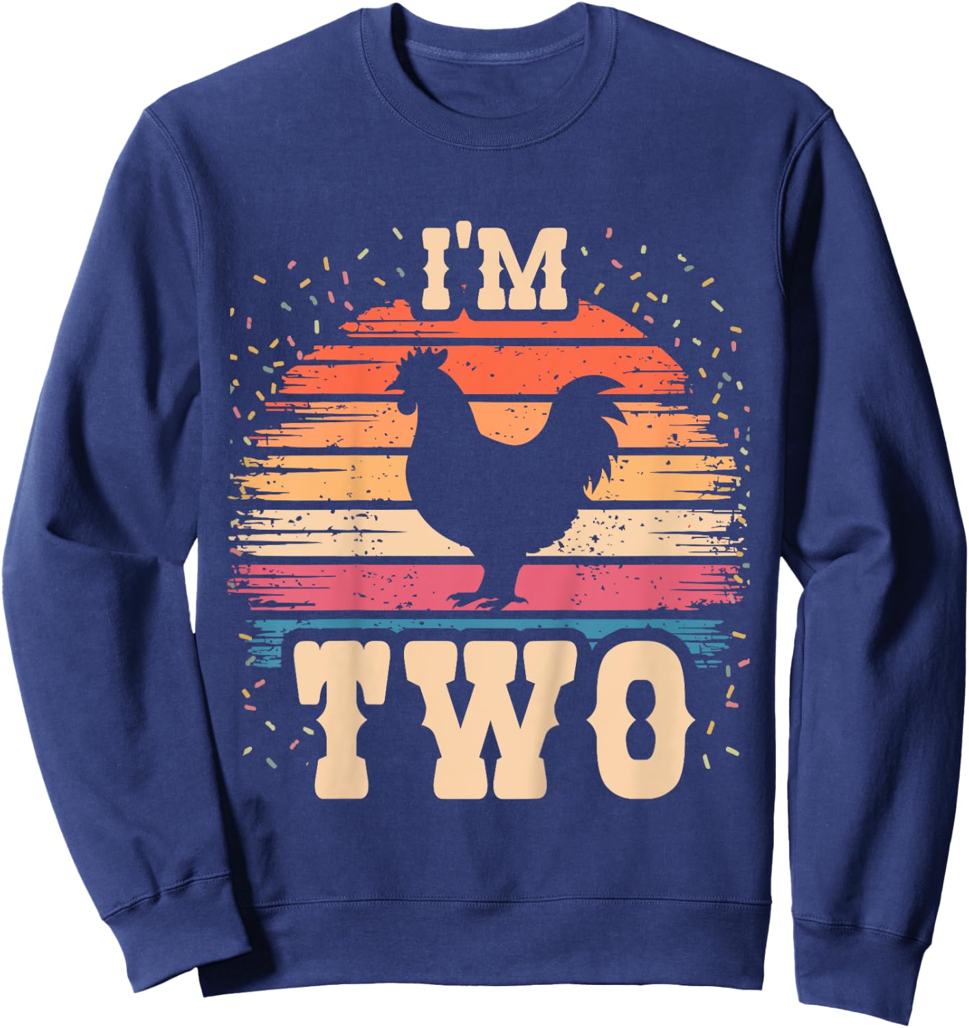 Chicken 2 Year Old Birthday Boy Girl 2nd Chicken Birthday Sweatshirt - Sweatshirt | Navy