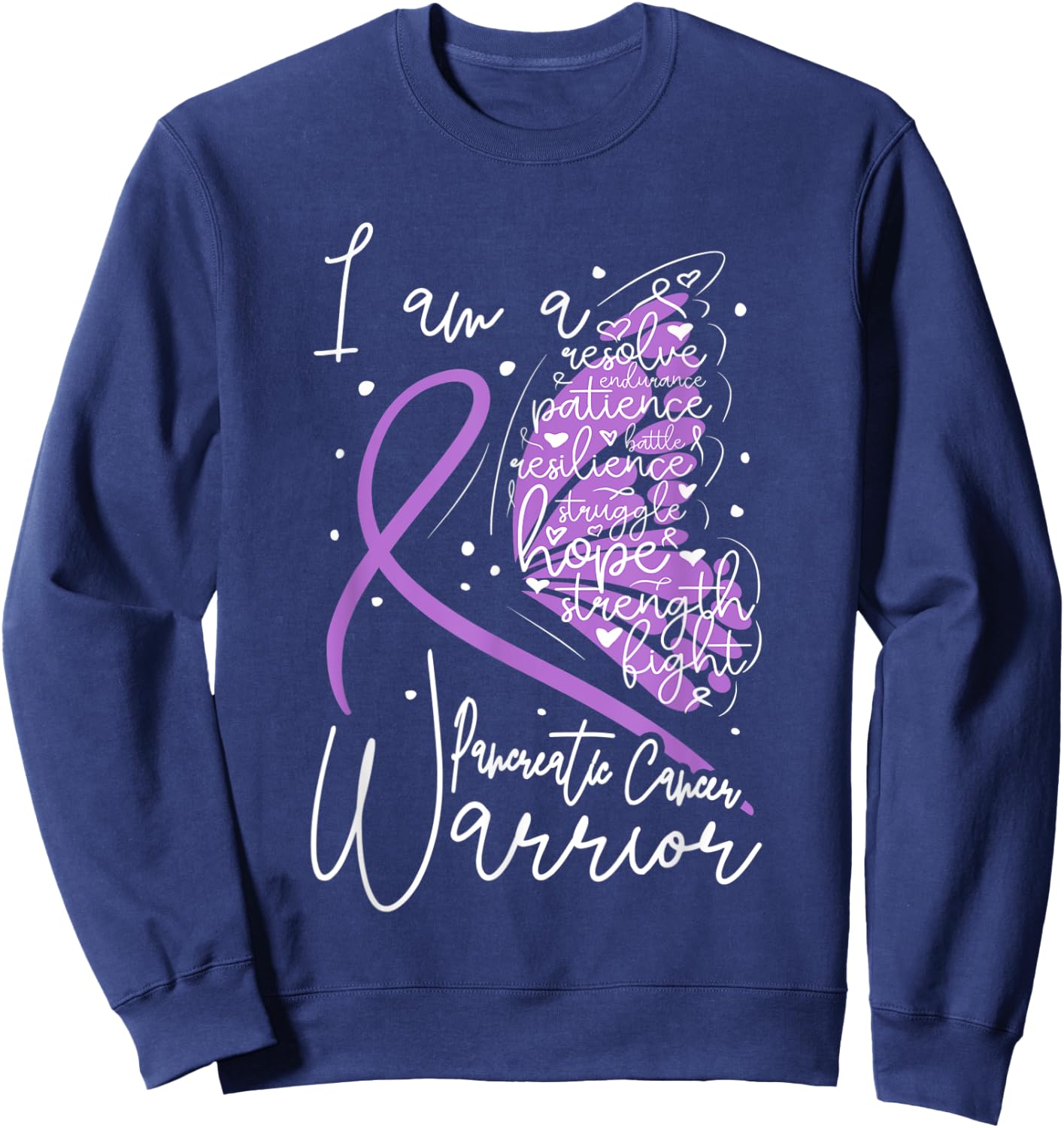 Butterfly Pancreatic Cancer Awareness Sweatshirt - Sweatshirt | Navy