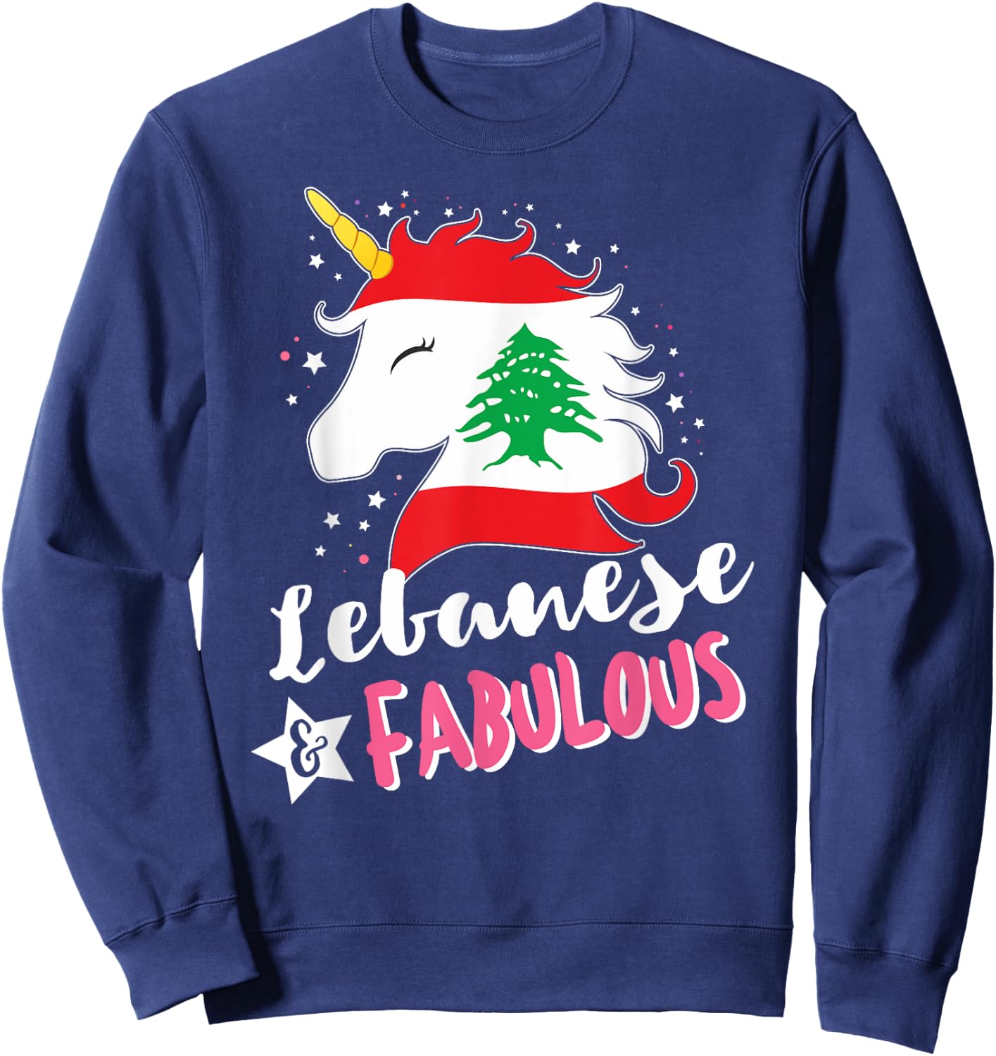 Lebanese Unicorn Lebanon Flag Sweatshirt - Sweatshirt | Navy