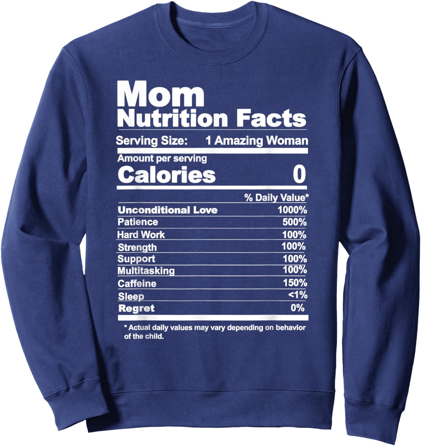 Mom Nutrition Facts Sweatshirt - Sweatshirt | Navy