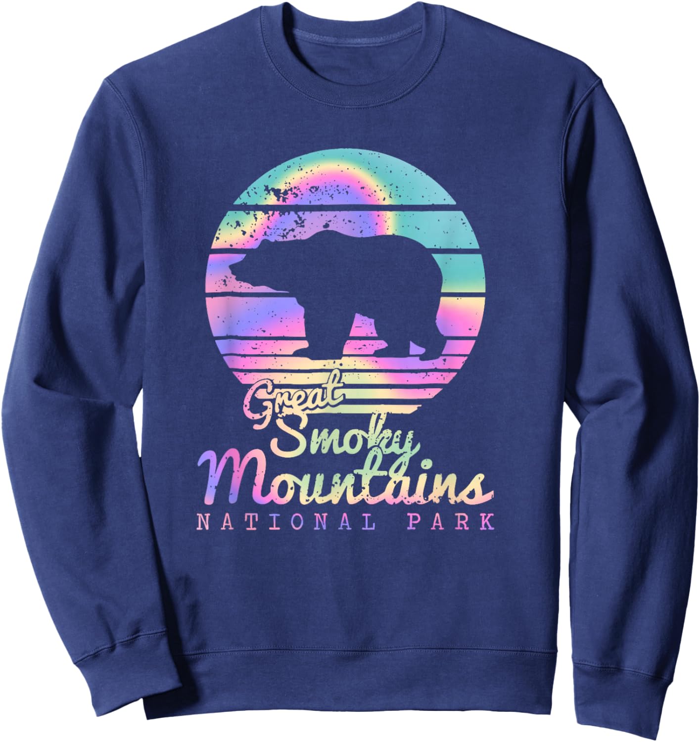 Retro Great Smoky Mountains National Park TN Bear Sweatshirt - Sweatshirt | Navy