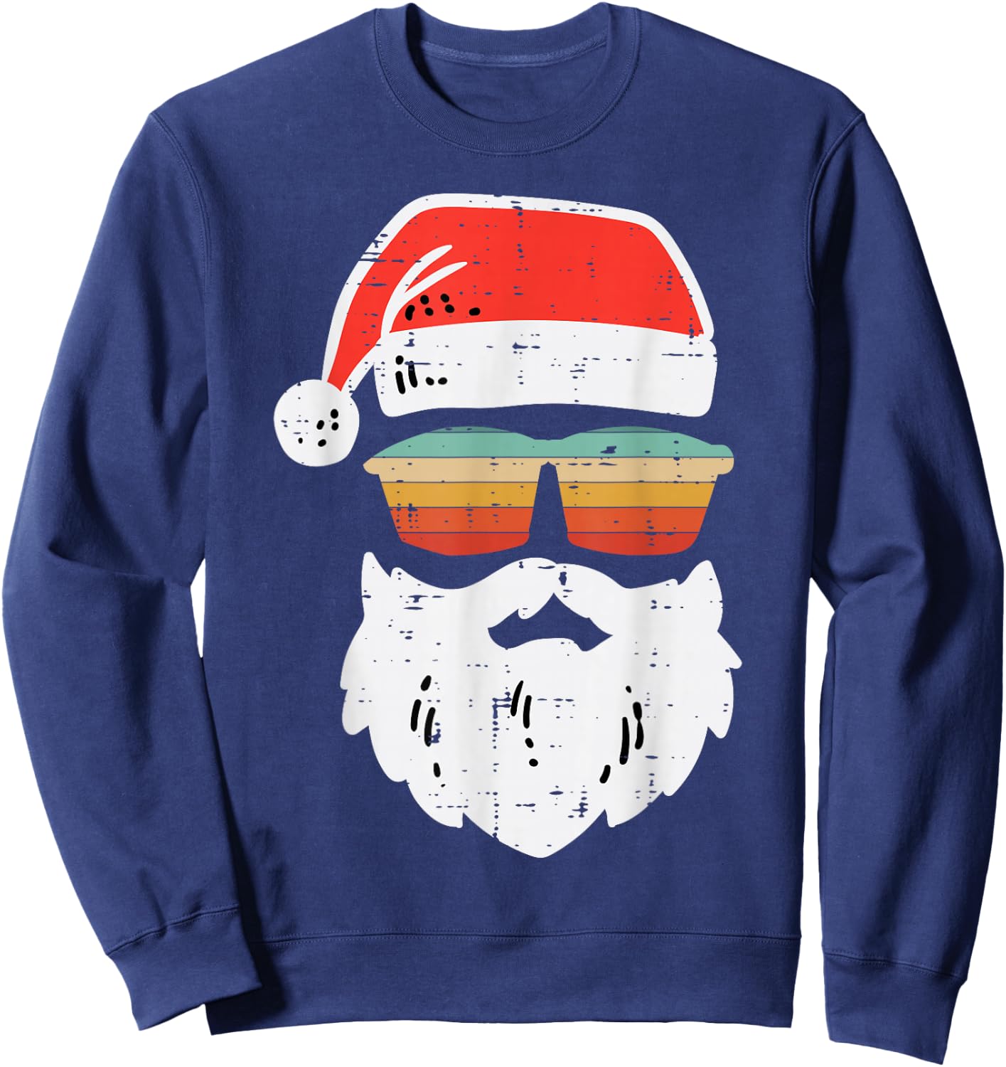 Santa Face Retro Sunglasses Christmas Xmas Men Women Kids Sweatshirt - Sweatshirt | Navy