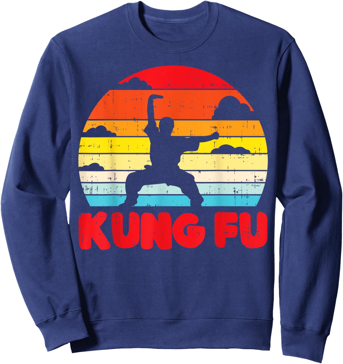 Kung Fu Horse Pose Retro Wushu Chinese Martial Arts Gift Sweatshirt - Sweatshirt | Navy