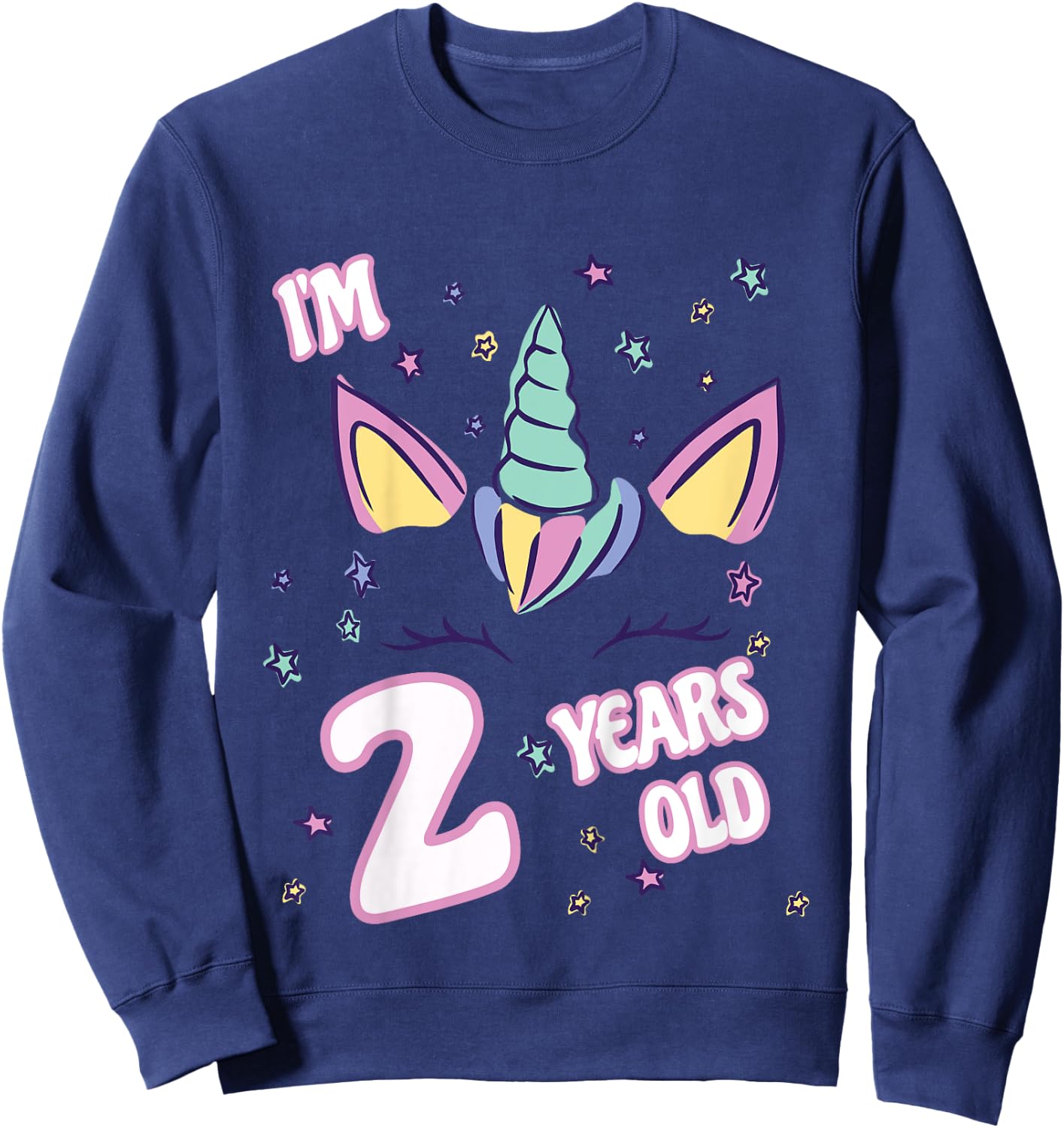 Unicorn 2nd birthday i'm 2 years old girl unicorn design Sweatshirt - Sweatshirt | Navy