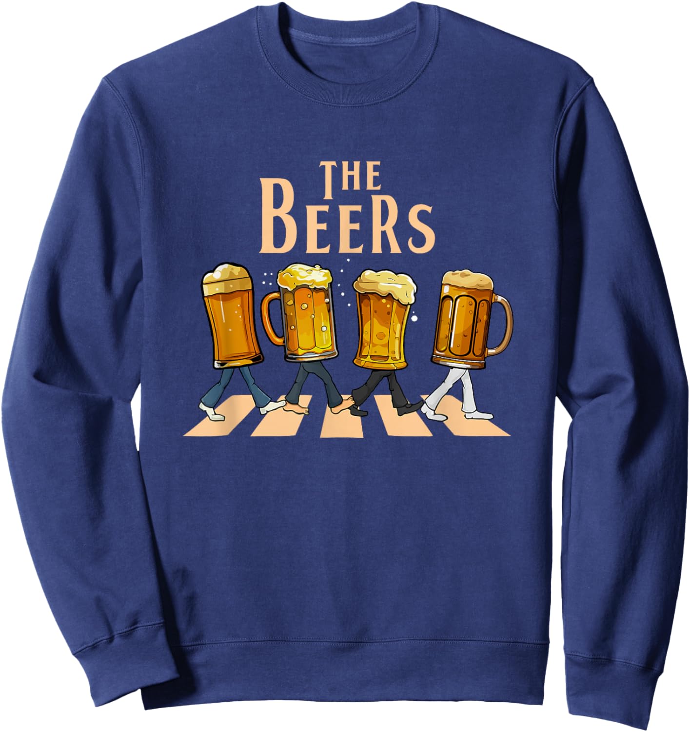 The Beers Abbey Road Parody Funny Beer Lovers Sweatshirt - Sweatshirt | Navy