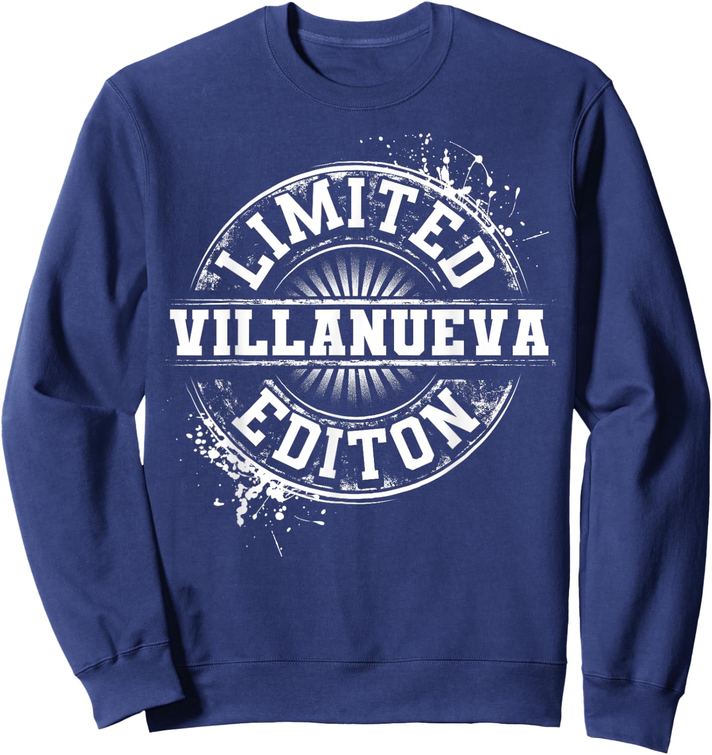VILLANUEVA Funny Surname Family Tree Birthday Reunion Gift Sweatshirt - Sweatshirt | Navy