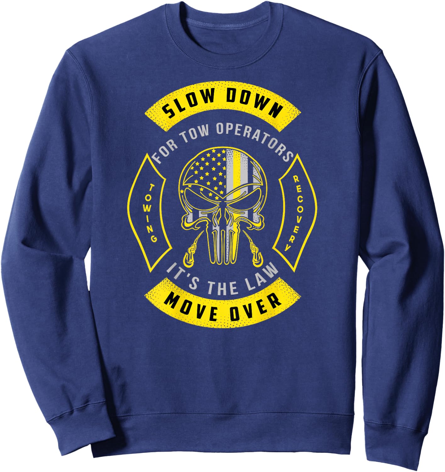 Tow Lives Matter Thin Yellow Line Tow Truck Driver Shirt Sweatshirt - Sweatshirt | Navy